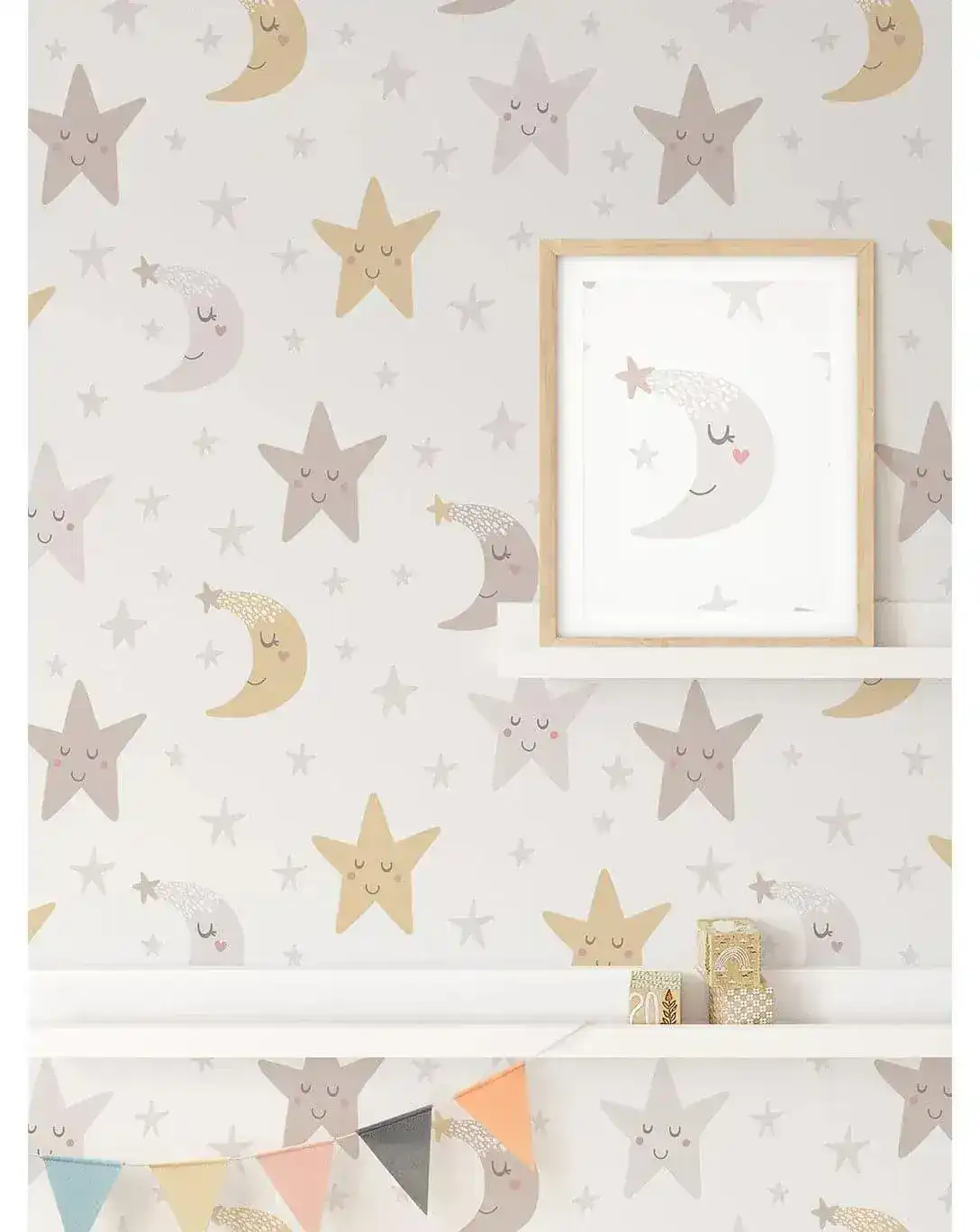 Night Sky Moon and Stars Nursery Removable Wallpaper - Image 2