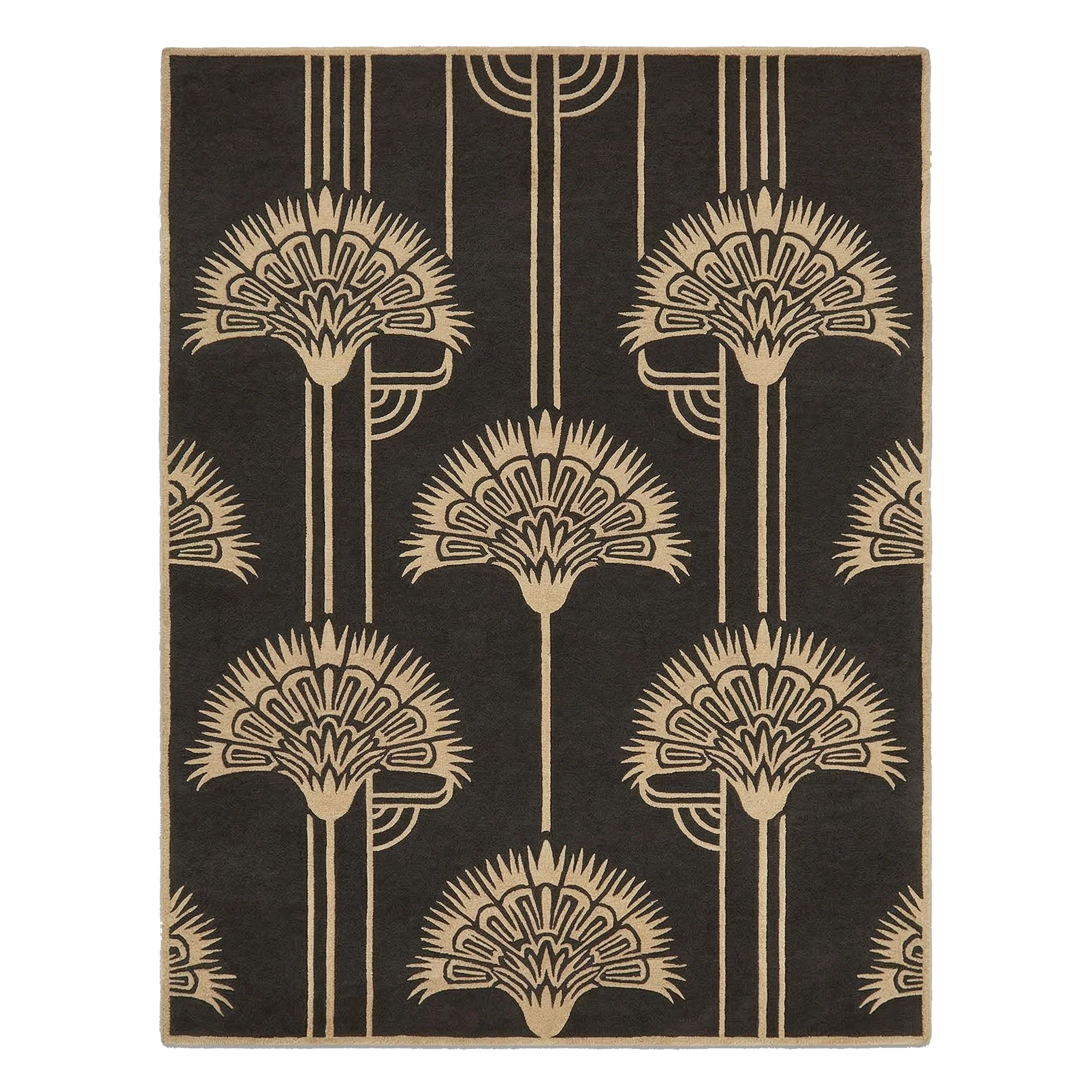 Obsidian Gilded Bloom Hand Tufted Wool Rug