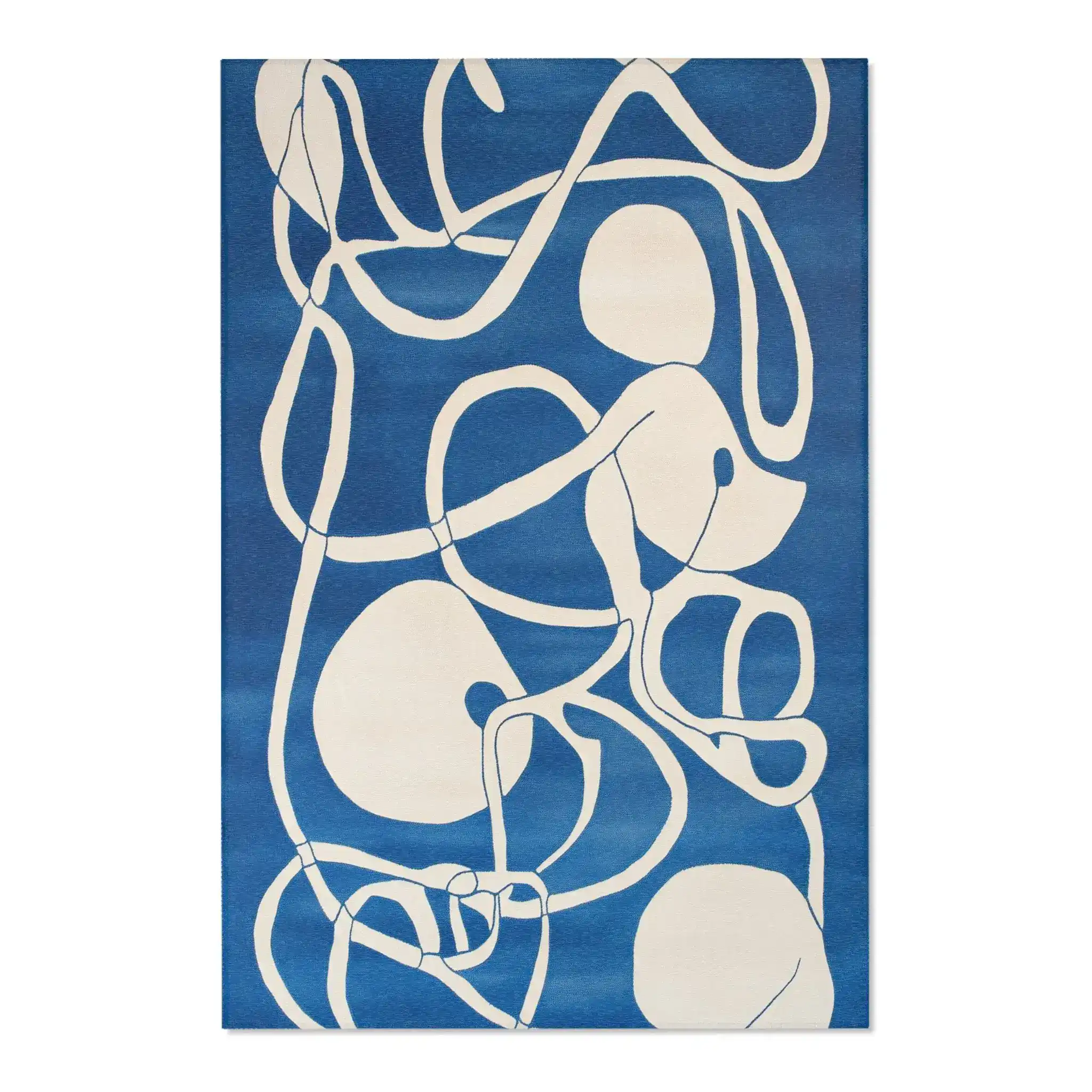 Ocean Flow Abstract Blue and White Rug - Image 3