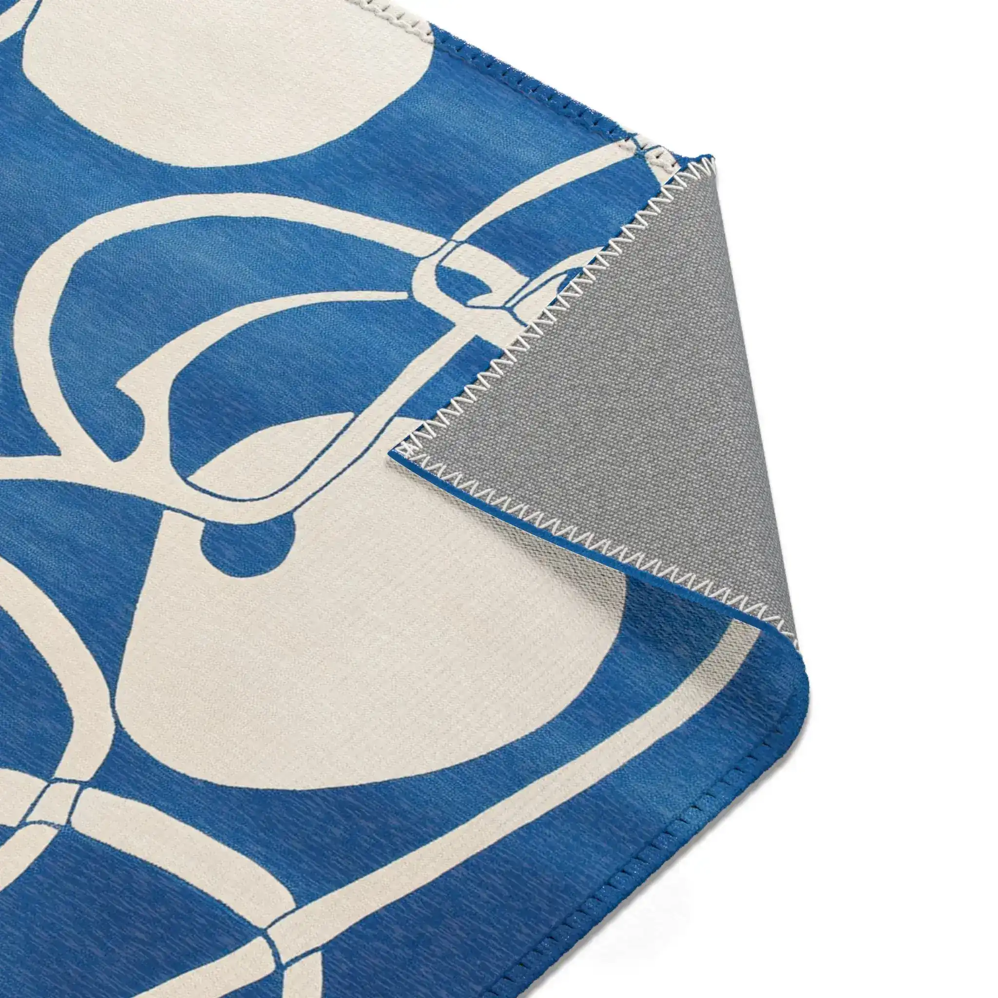Ocean Flow Abstract Blue and White Rug - Image 7