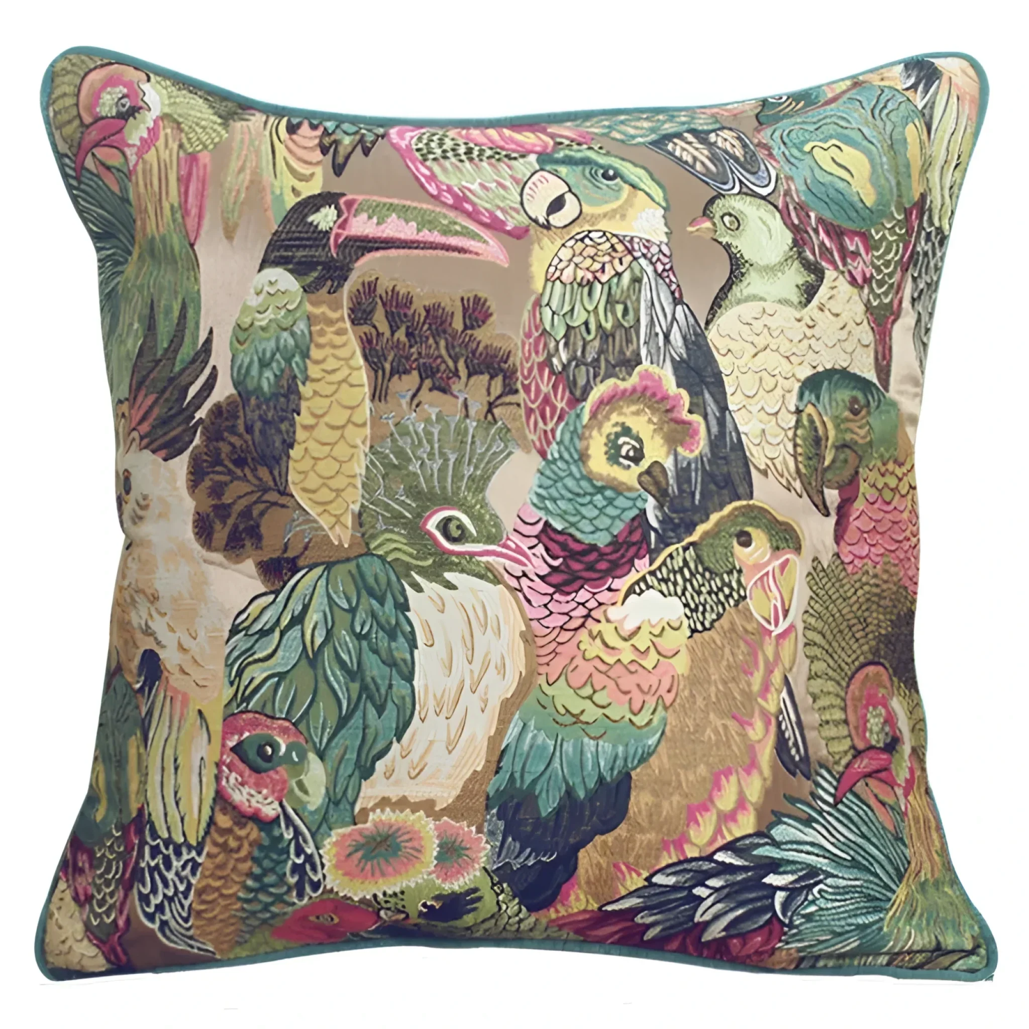 Opulent Jungle Aviary Pillow Cover