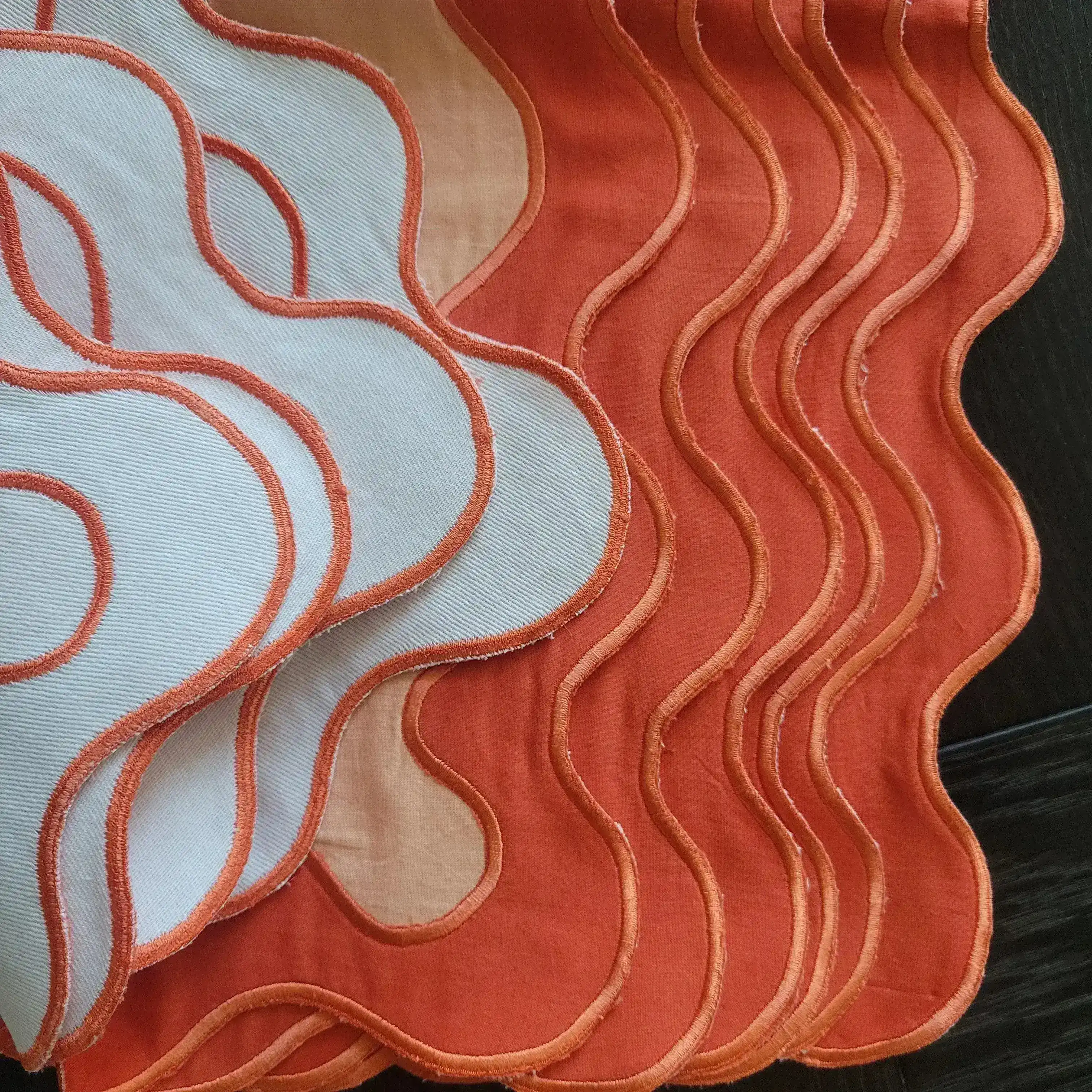Orange Scallop 100% Linen Placemats - Image 3