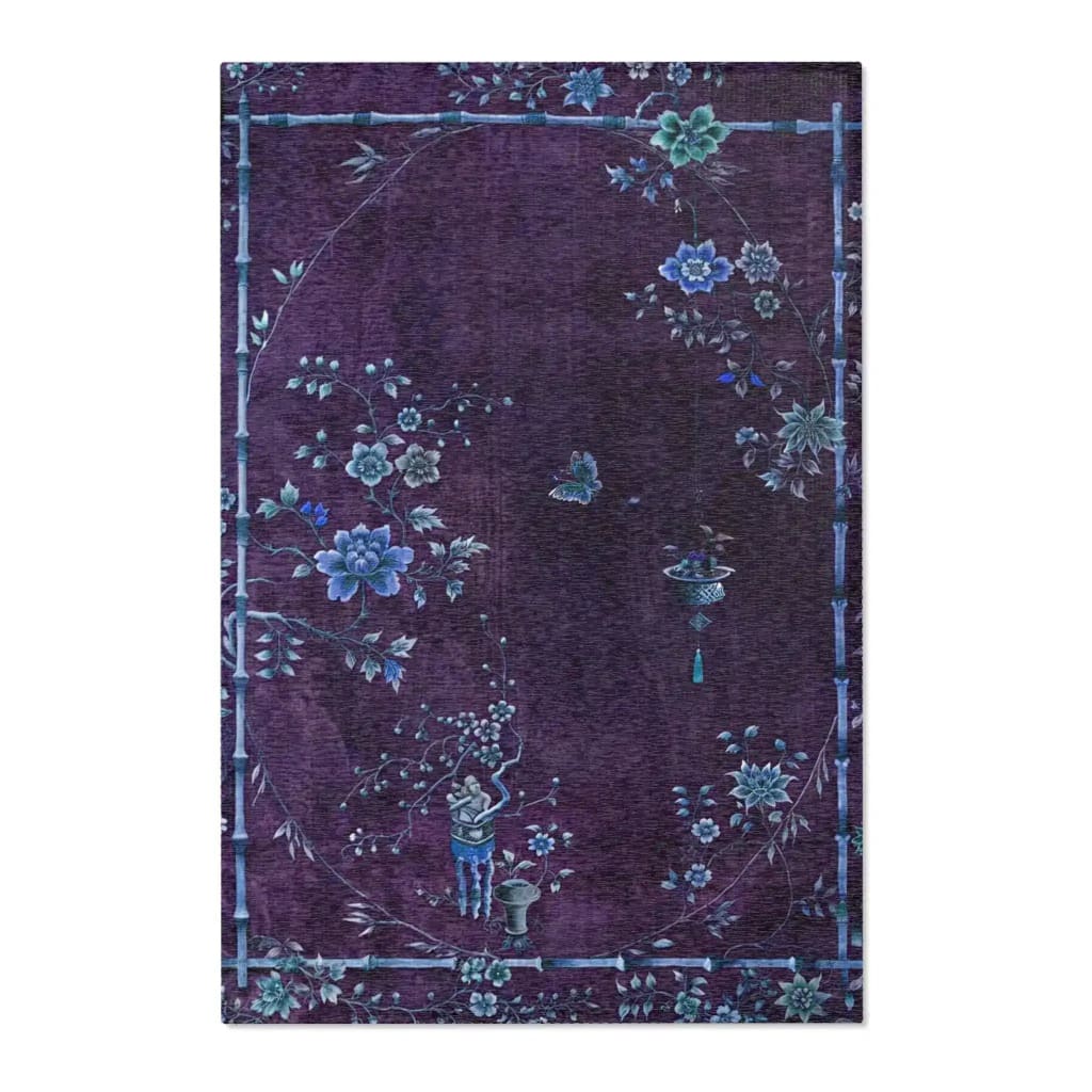 Orchid Garden Purple Oriental Accent Rug - Image 2