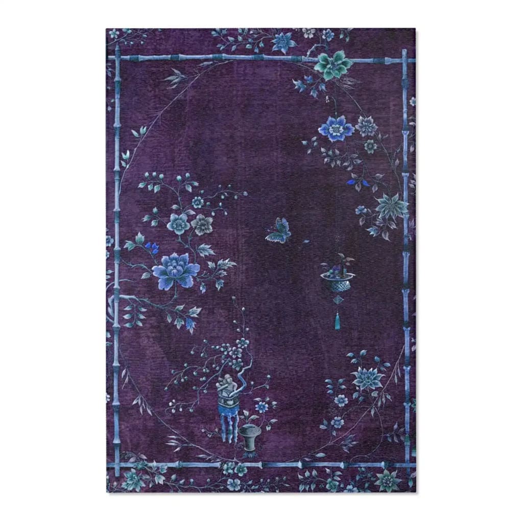 Orchid Garden Purple Oriental Accent Rug 4 x 6 ft - Image 3