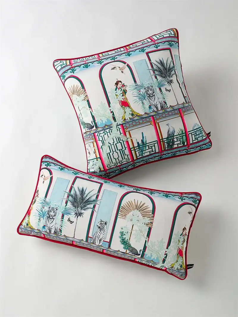 Oriental Chinoiserie Tiger Jar Pillow Cover - Image 3