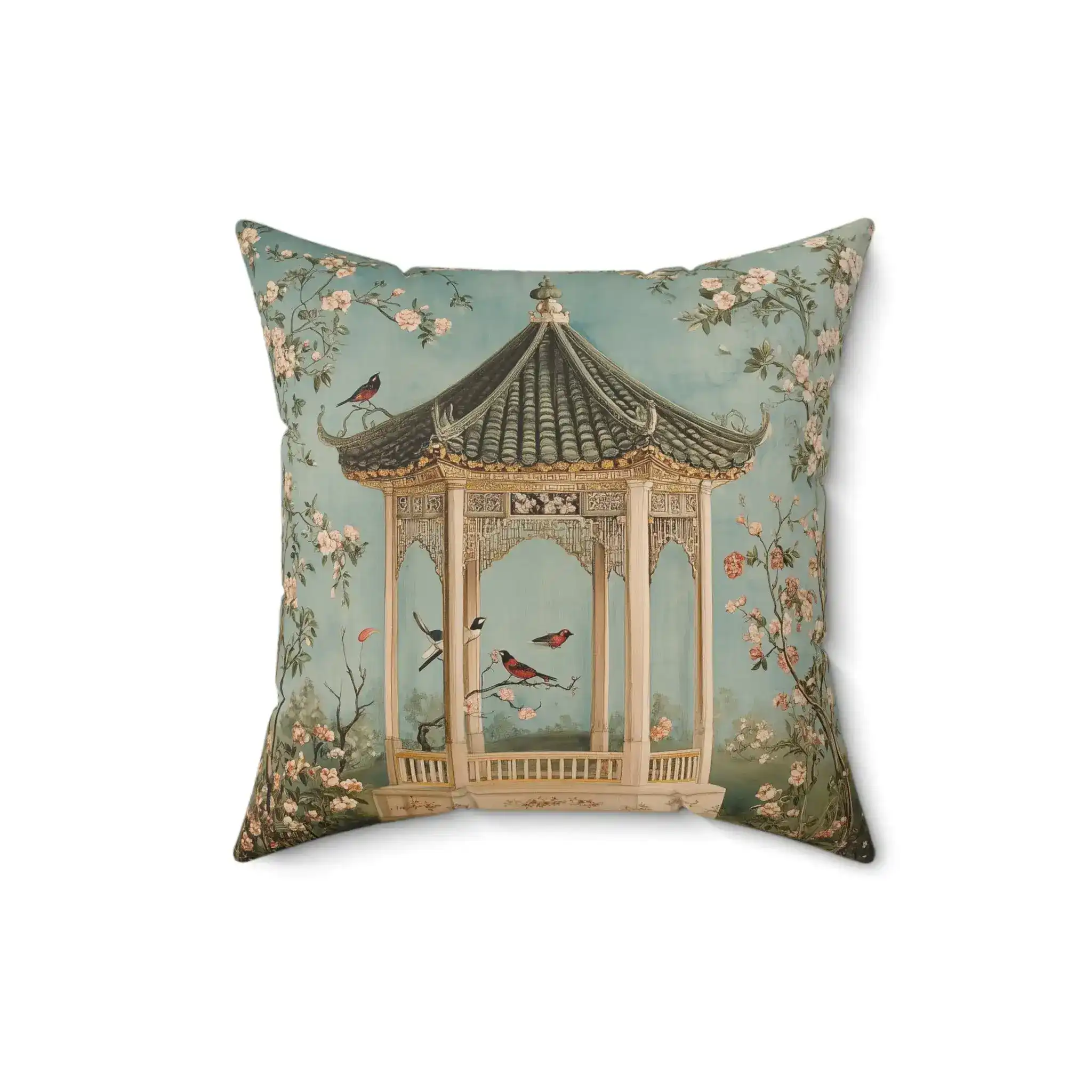 Oriental Garden Pavilion Throw Pillow - Image 2