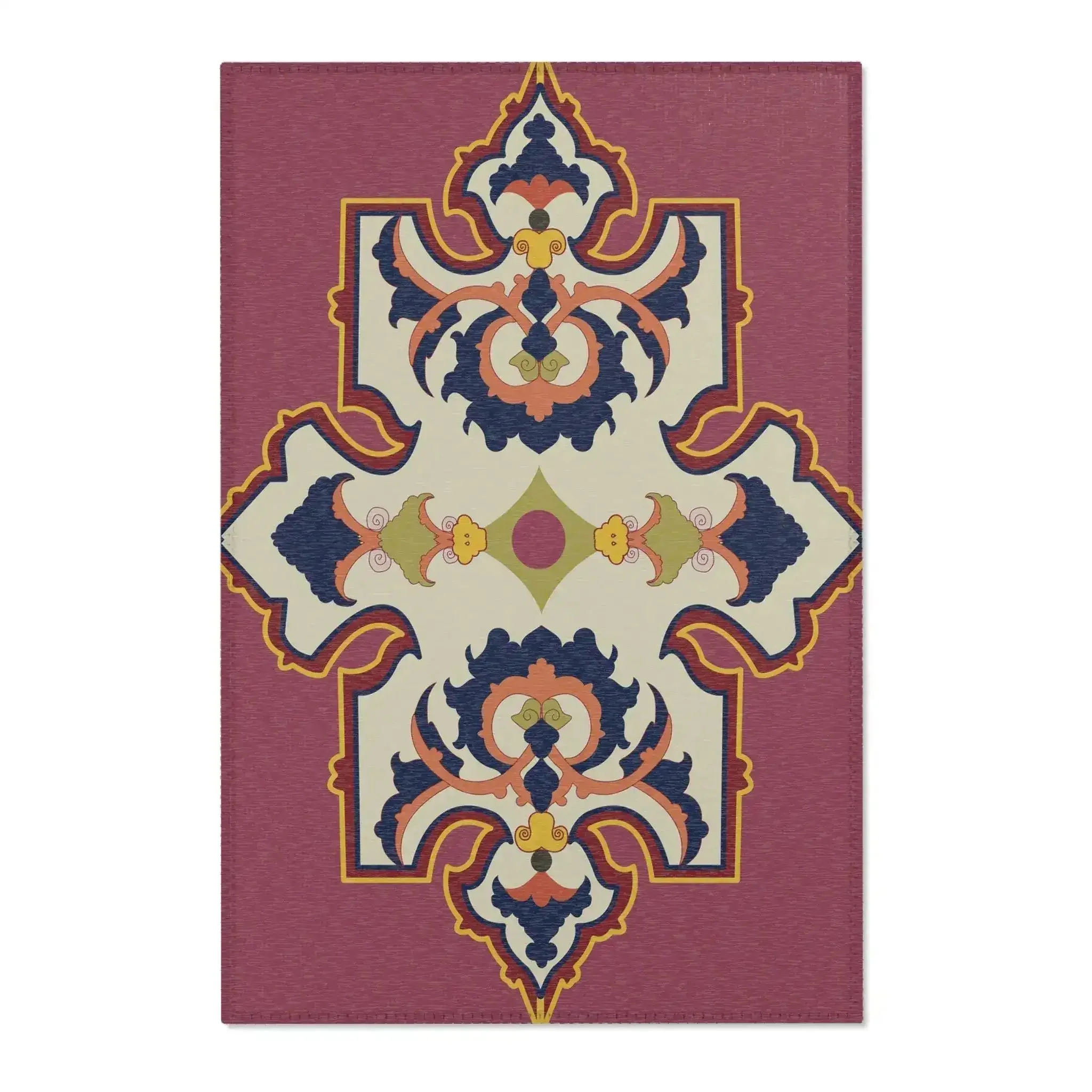 Ornate Medallion Maroon Accent Rug - Image 2