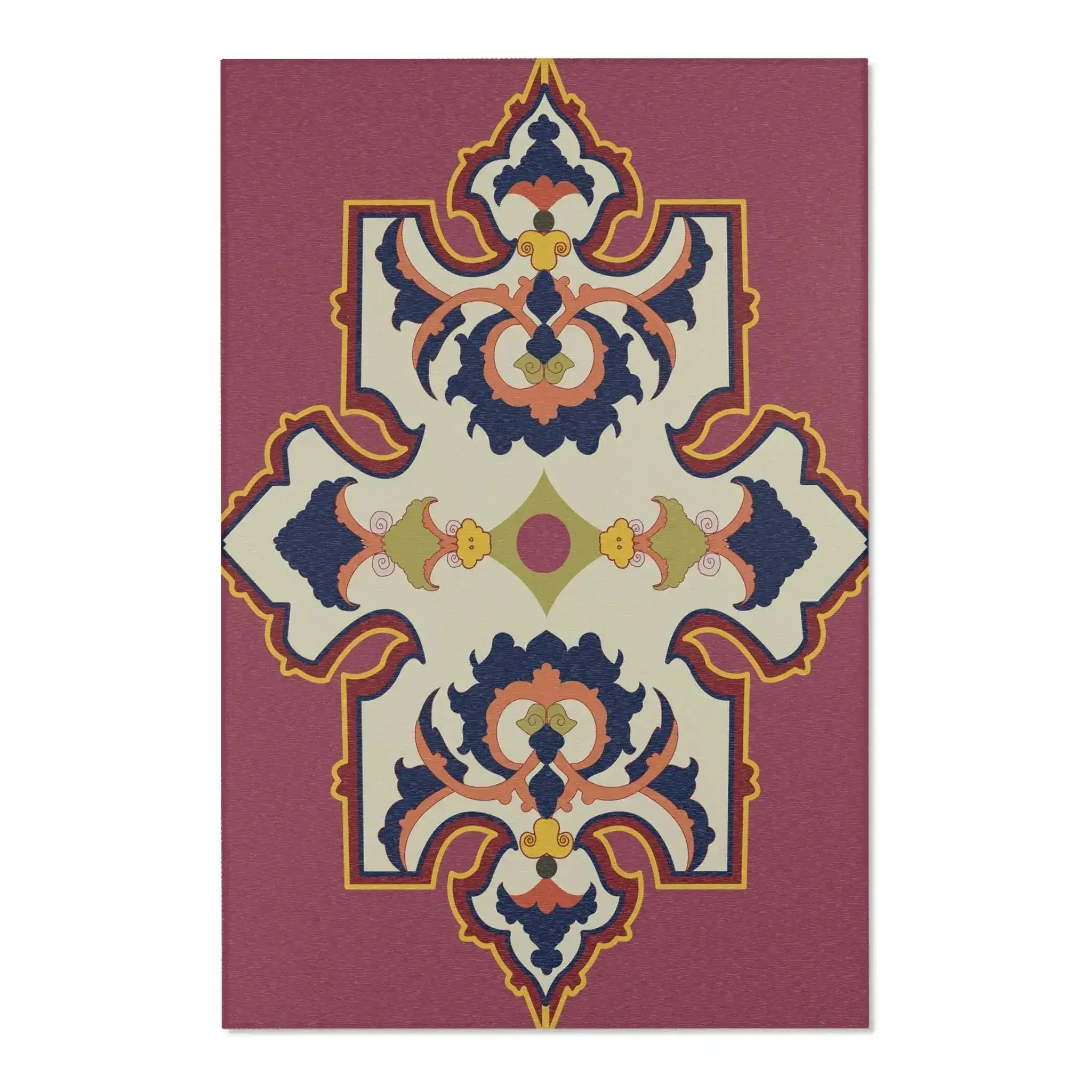 Ornate Medallion Maroon Accent Rug - Image 3