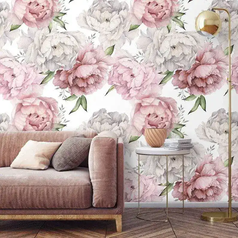 Oversized Peonies Floral Watercolor Wallpaper - Image 6