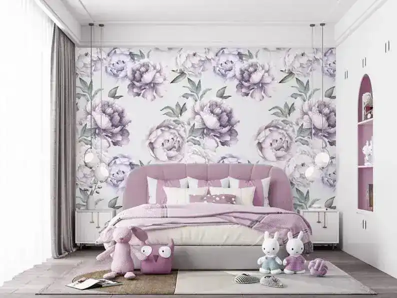 Oversized Purple Floral Wall Mural - Image 8
