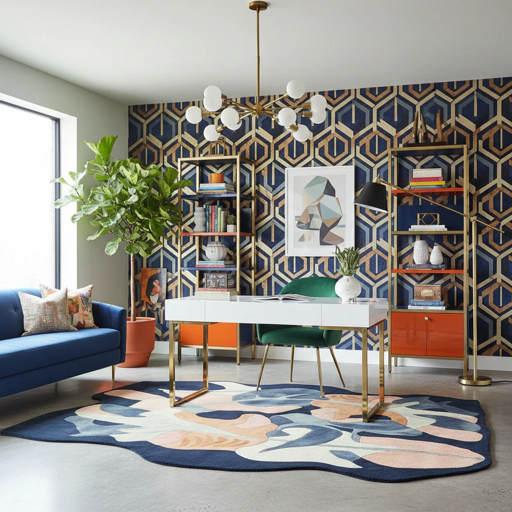 Painterly Leaf Drift Hand Tufted Rug - Image 2