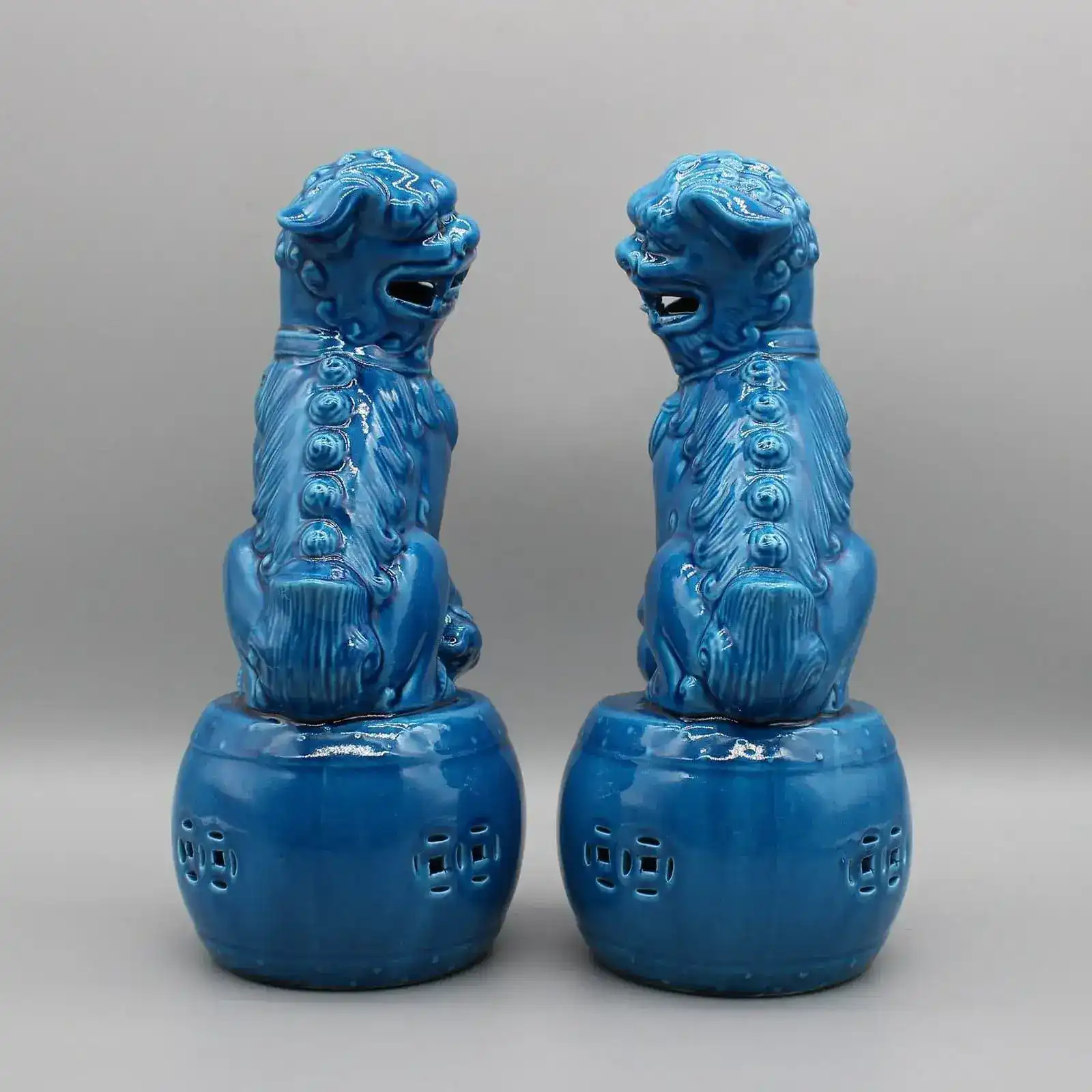 Pair of Foo Dogs Ceramic Figurine Sculptures - Image 5