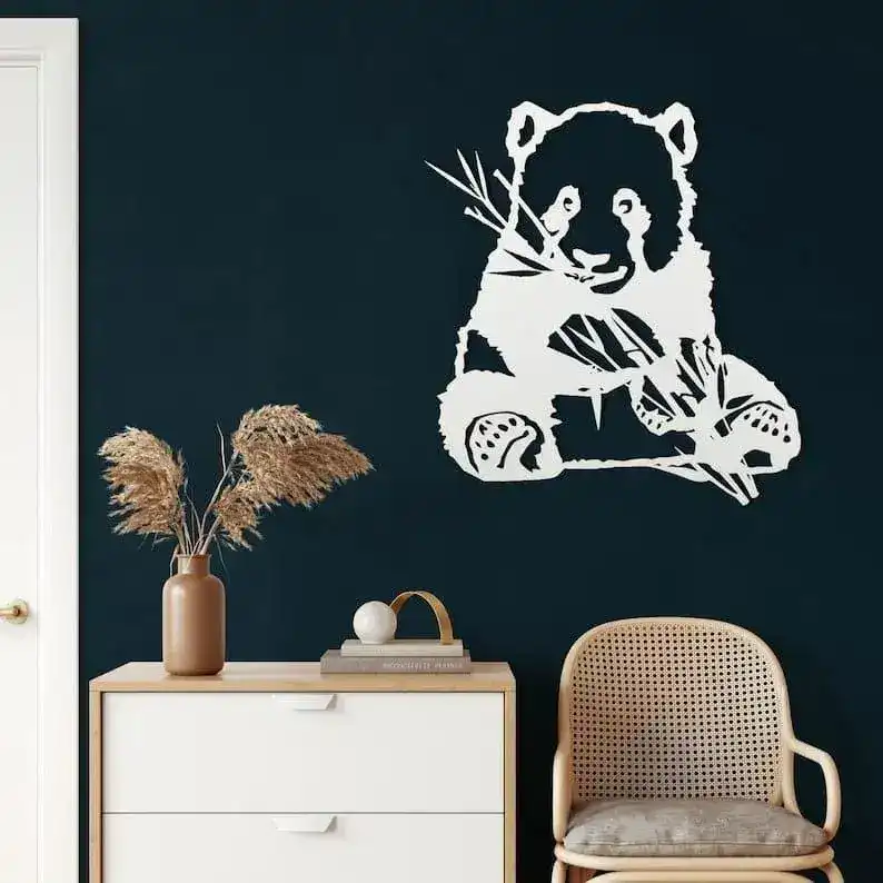 Panda Eating Bamboo Metal Wall Art - Image 2