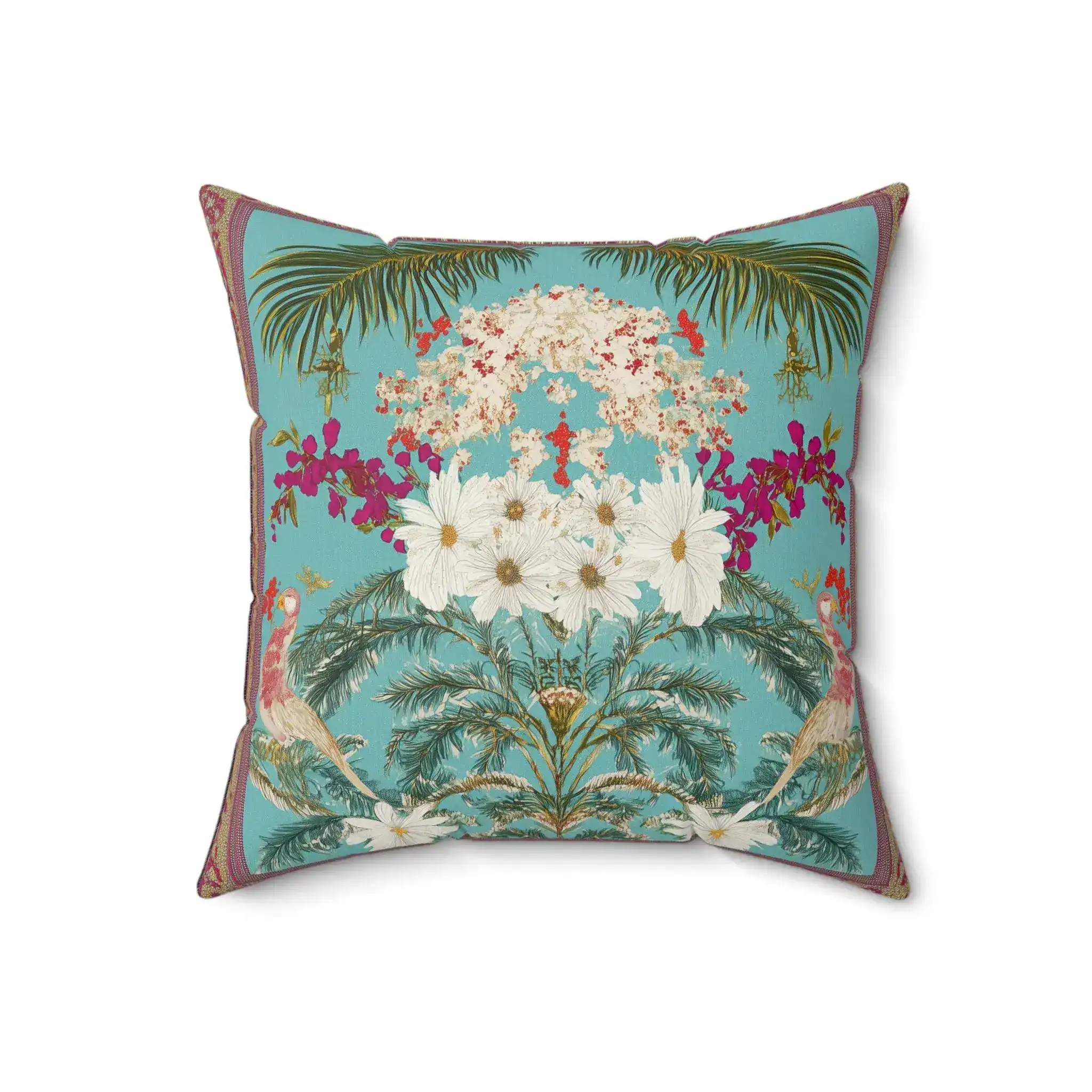 Paradise Bloom Peacock Throw Pillow - Image 4