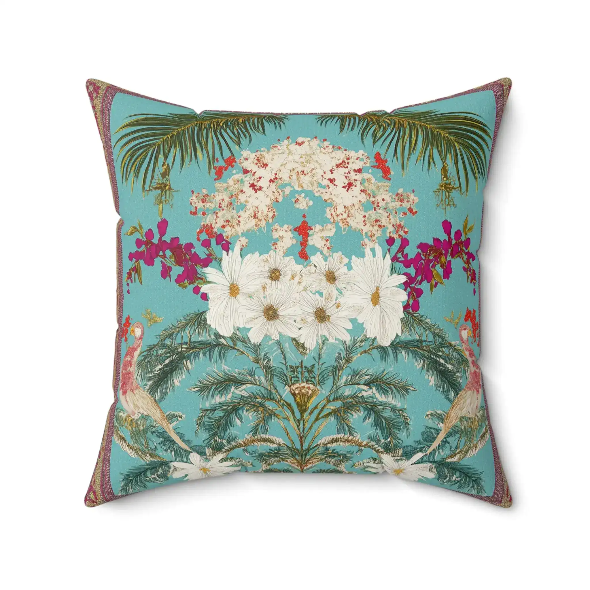 Paradise Bloom Peacock Throw Pillow - Image 5