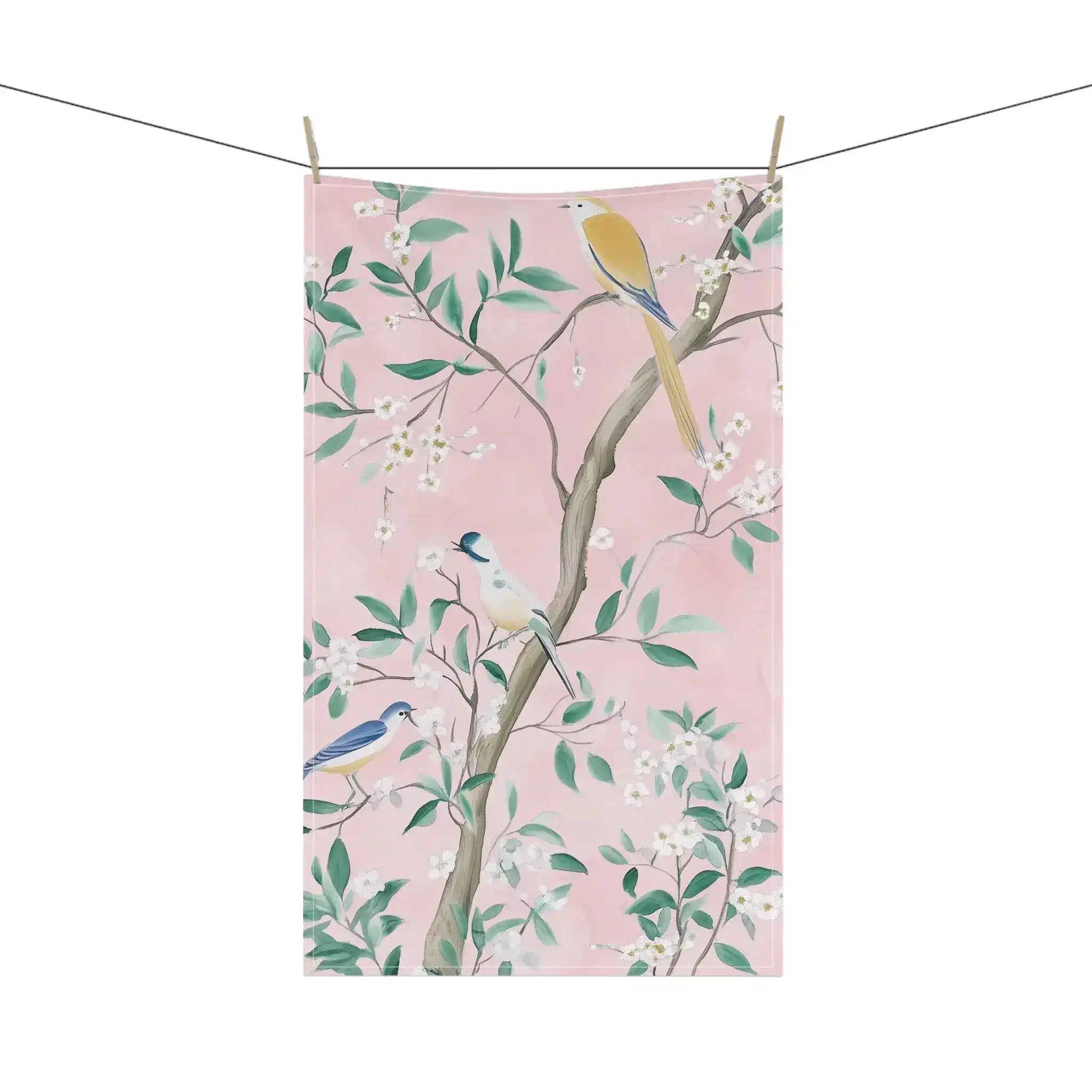 Pastel Birds on Blossom Branches Kitchen Towel - Image 4