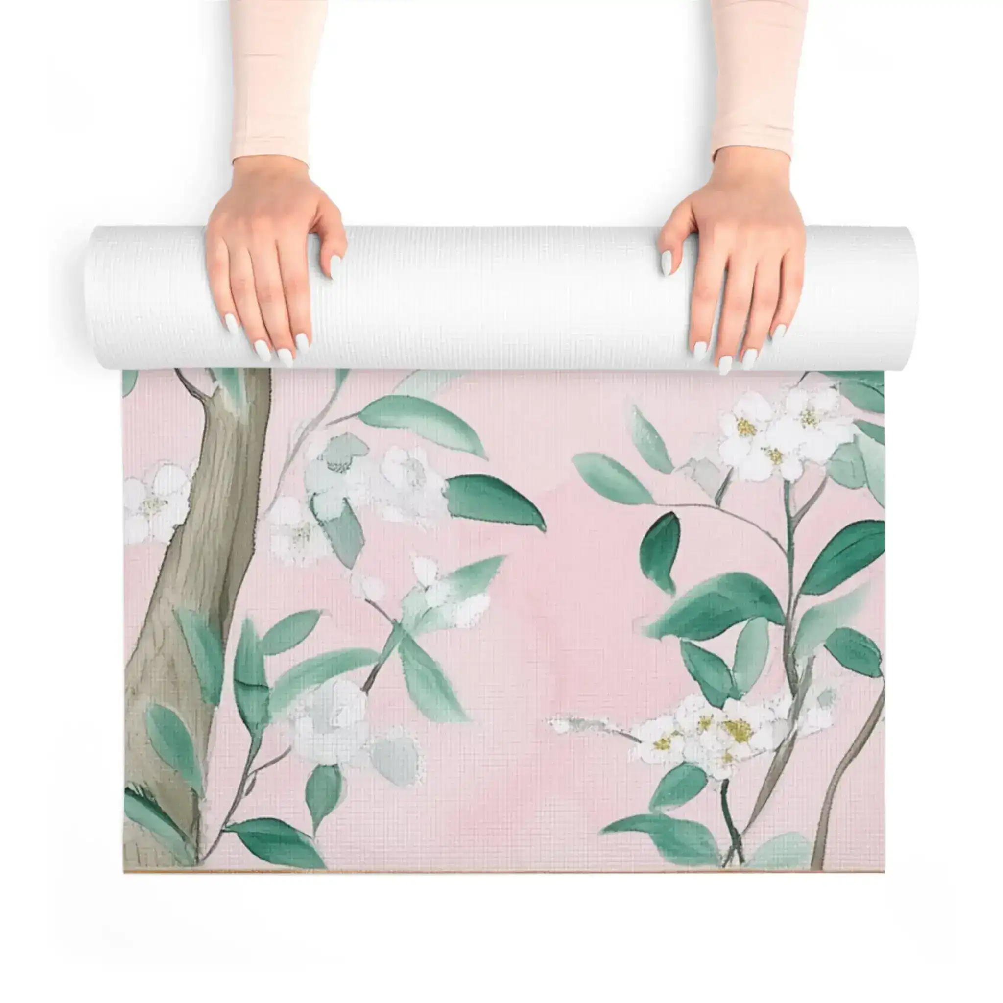 Pastel Birds on Blossom Branches Yoga Mat - Image 2