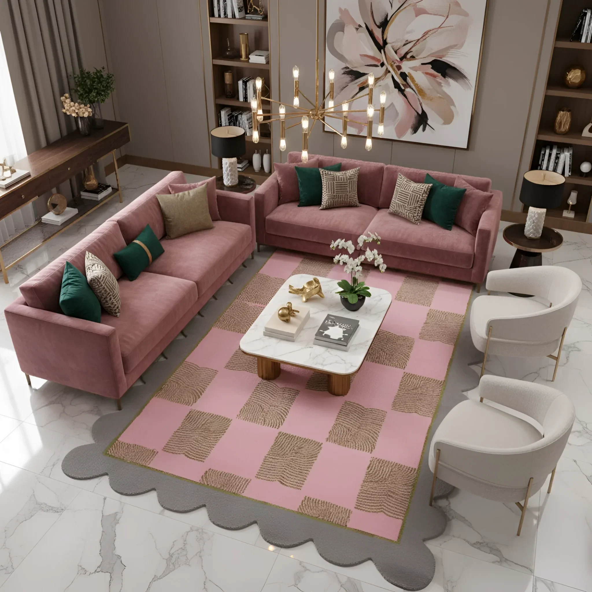 Pastel Harmony Scalloped Leaf Hand Tufted Rug - Image 3
