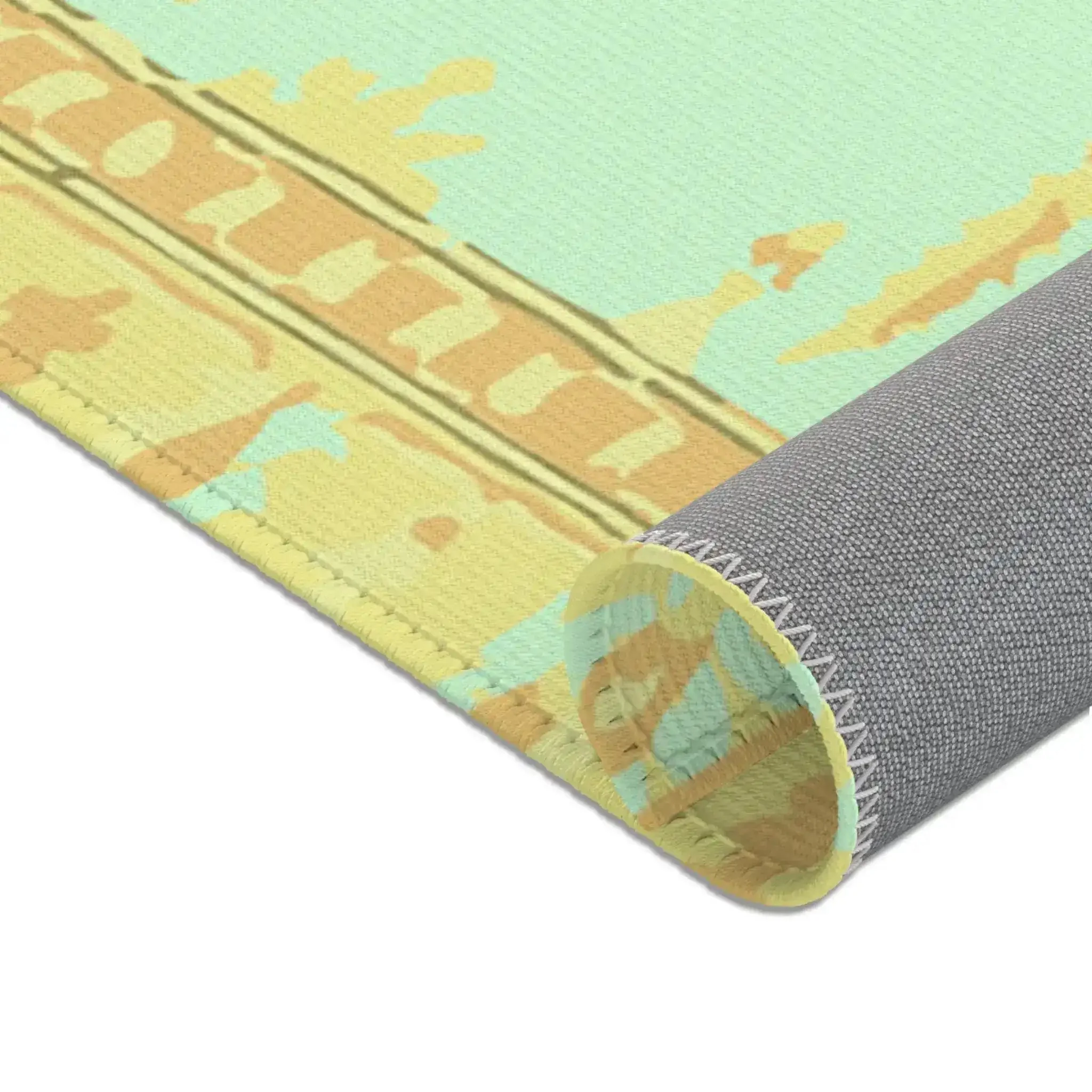 Pastel Mint and Gold Floral Medallion Accent Rug - Image 4
