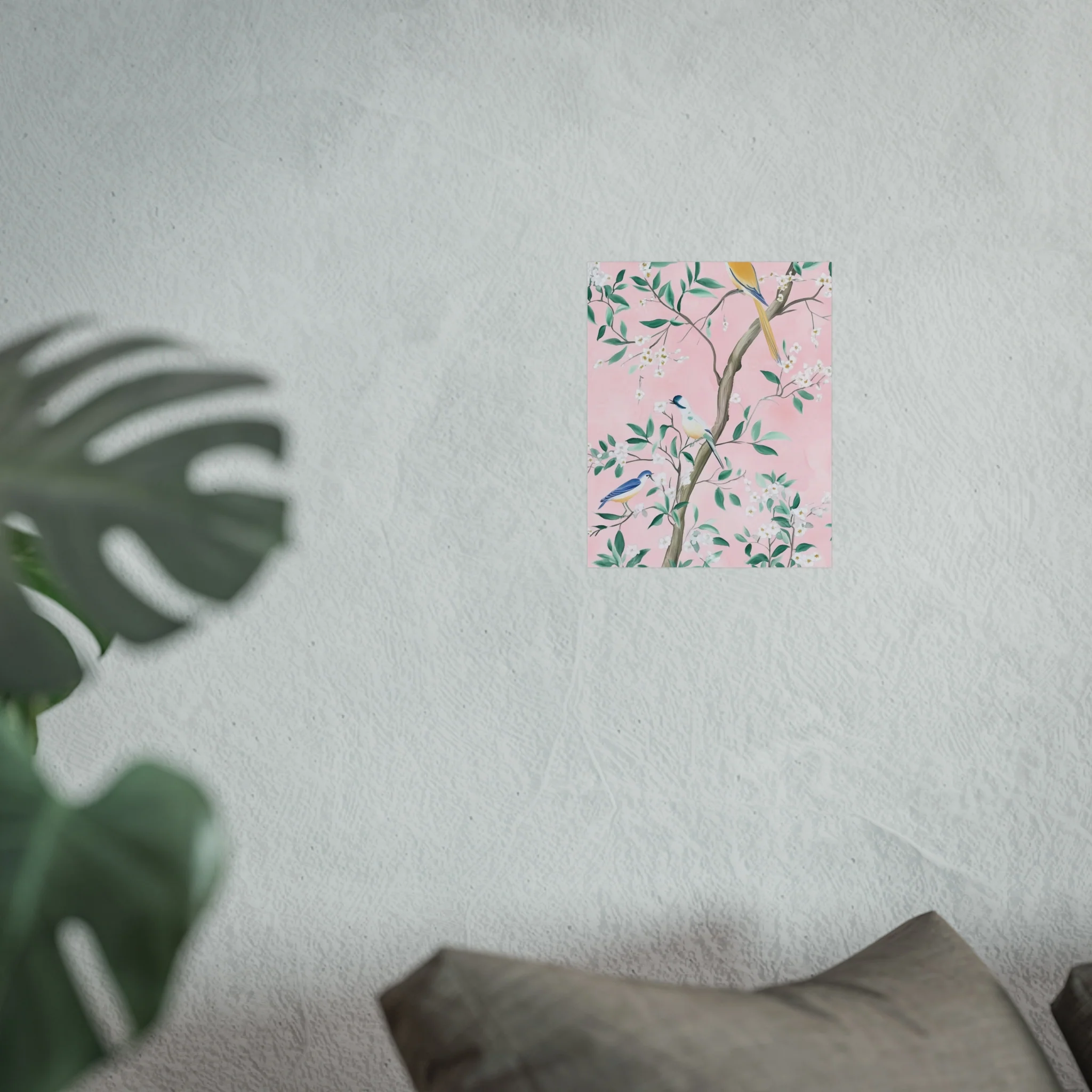 Pastel Pink Chinoiserie Birds and Floral Scene Fine Art Poster - Image 17
