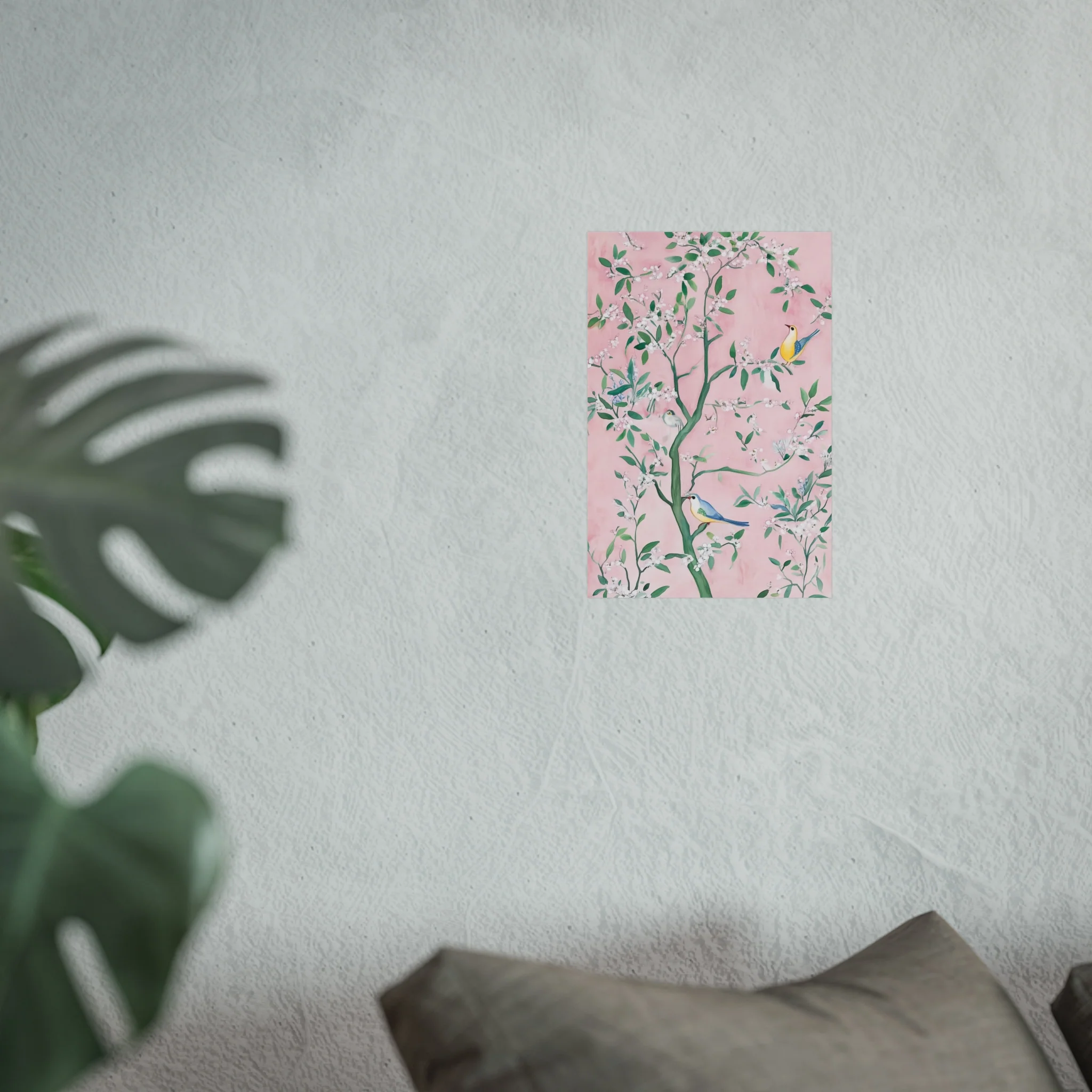 Pastel Pink Chinoiserie Birds on Tree Scene III Fine Art Poster - Image 19