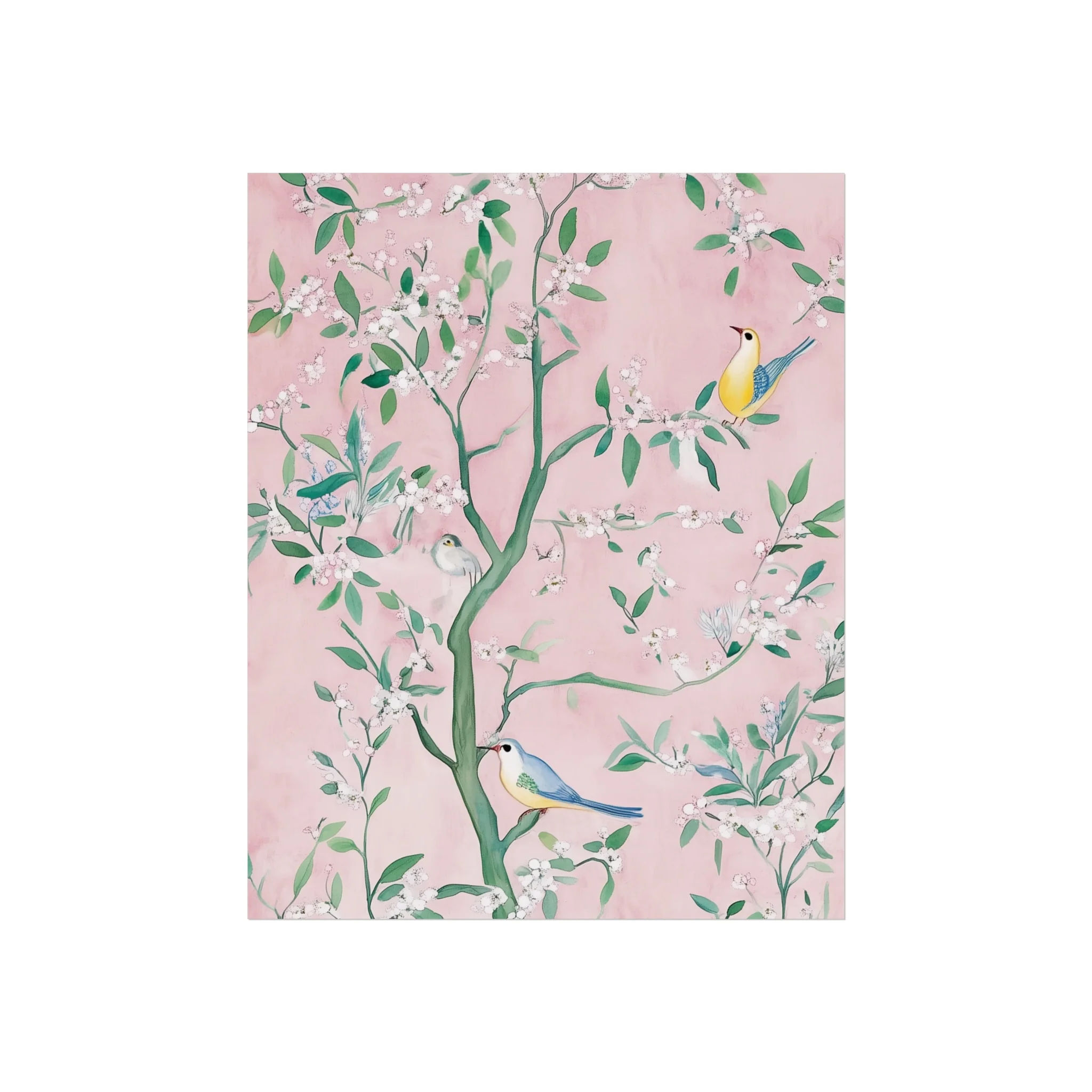 Pastel Pink Chinoiserie Birds on Tree Scene III Fine Art Poster - Image 8