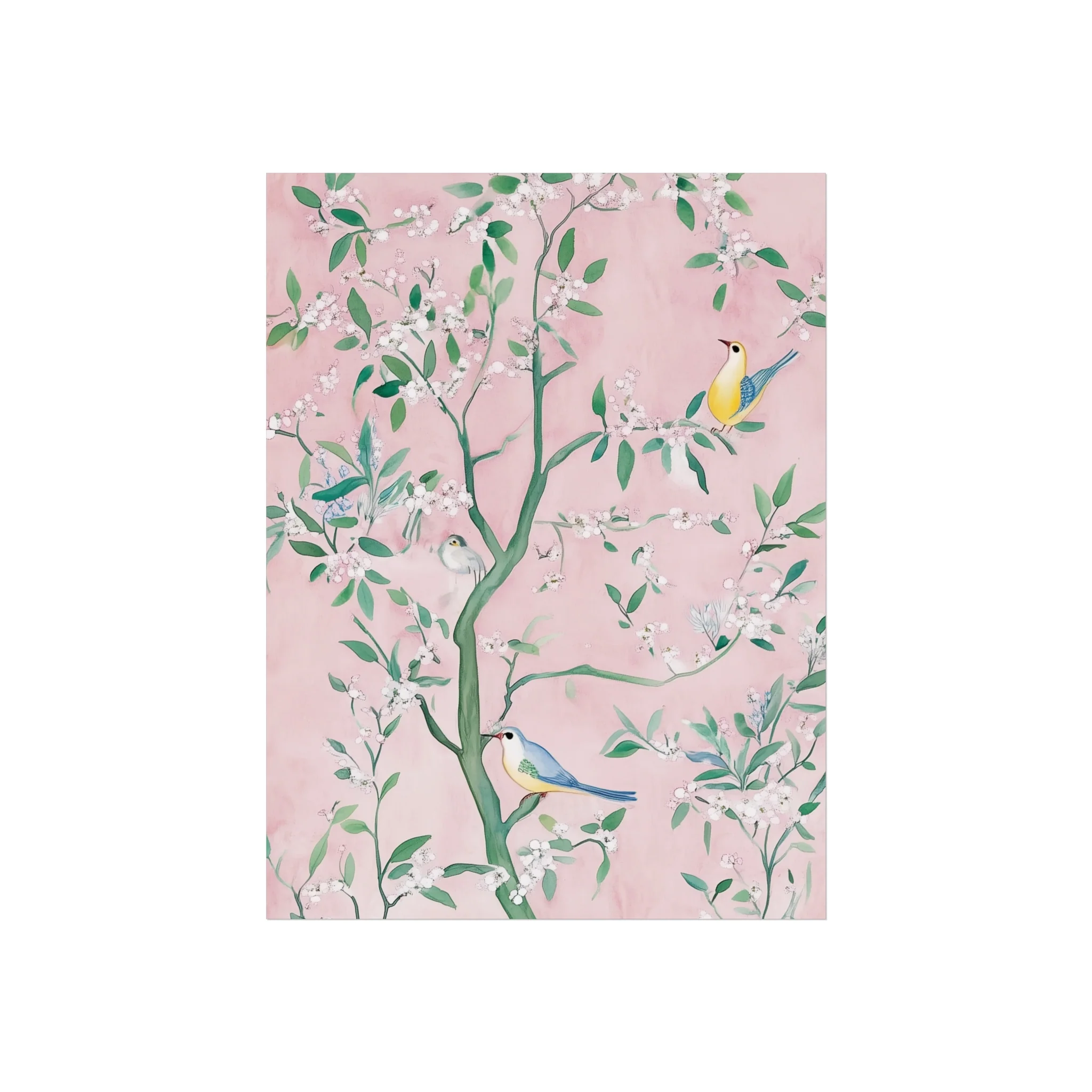Pastel Pink Chinoiserie Birds on Tree Scene II Fine Art Poster - Image 13