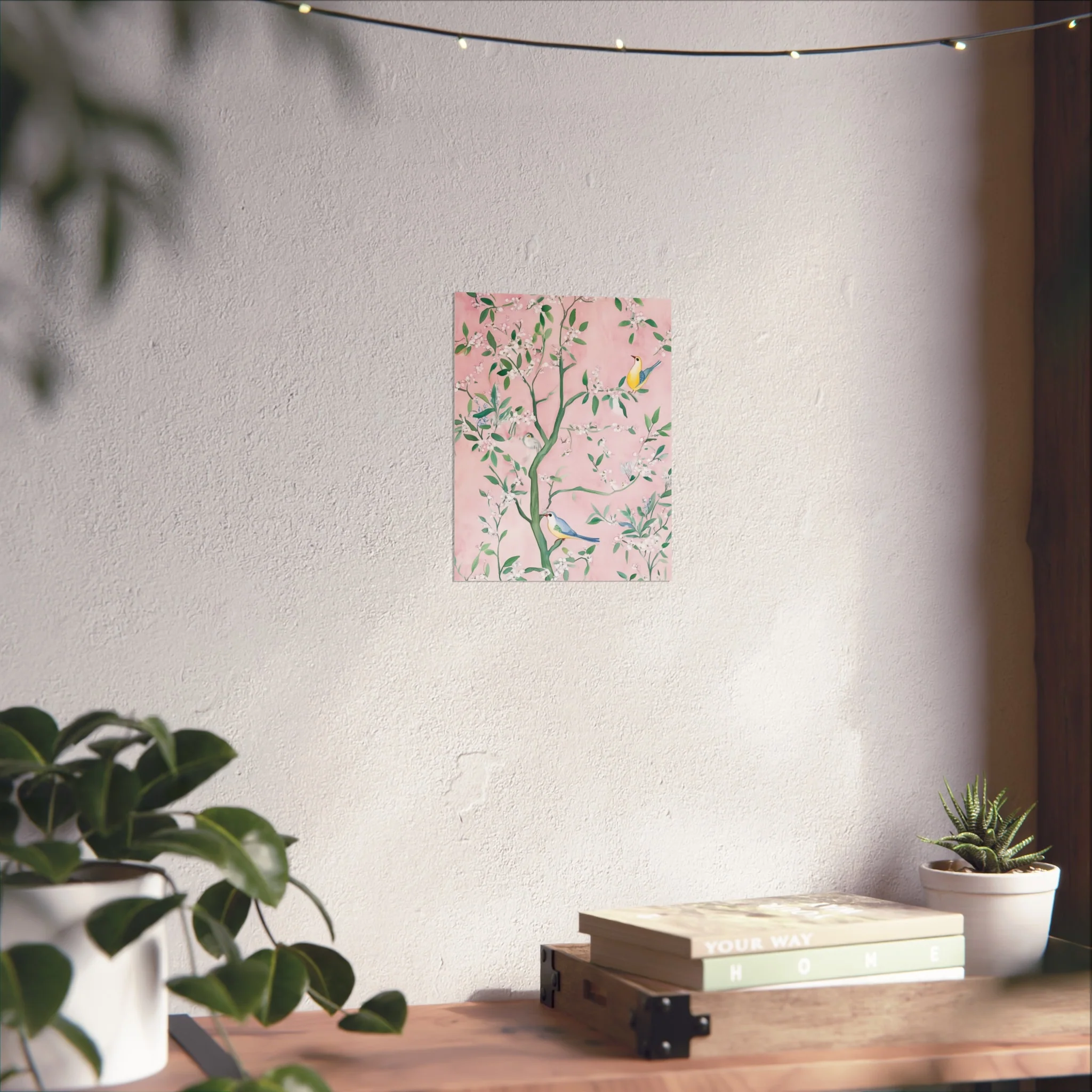 Pastel Pink Chinoiserie Birds on Tree Scene II Fine Art Poster - Image 18