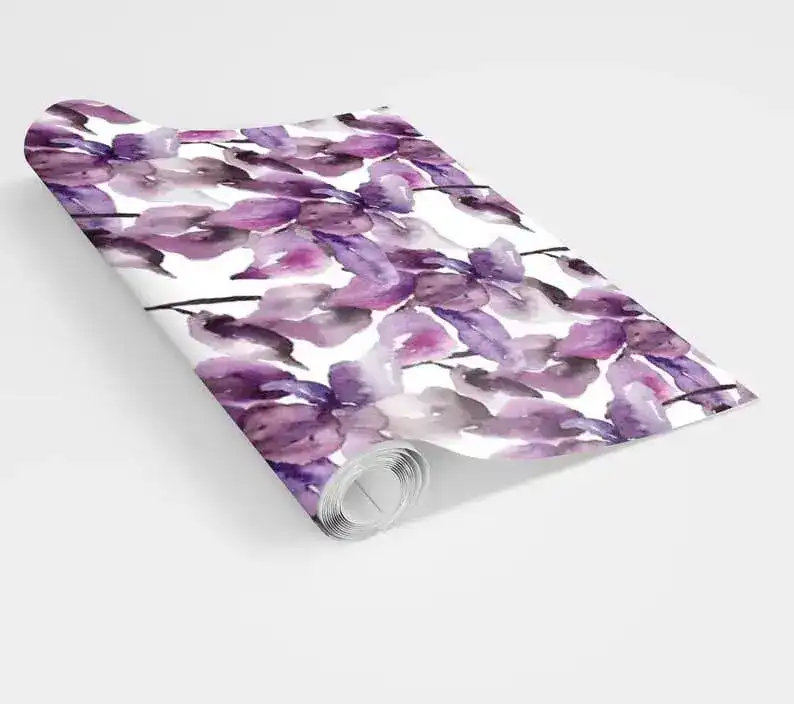 Pastel Purple Floral Watercolor Wallpaper - Image 6