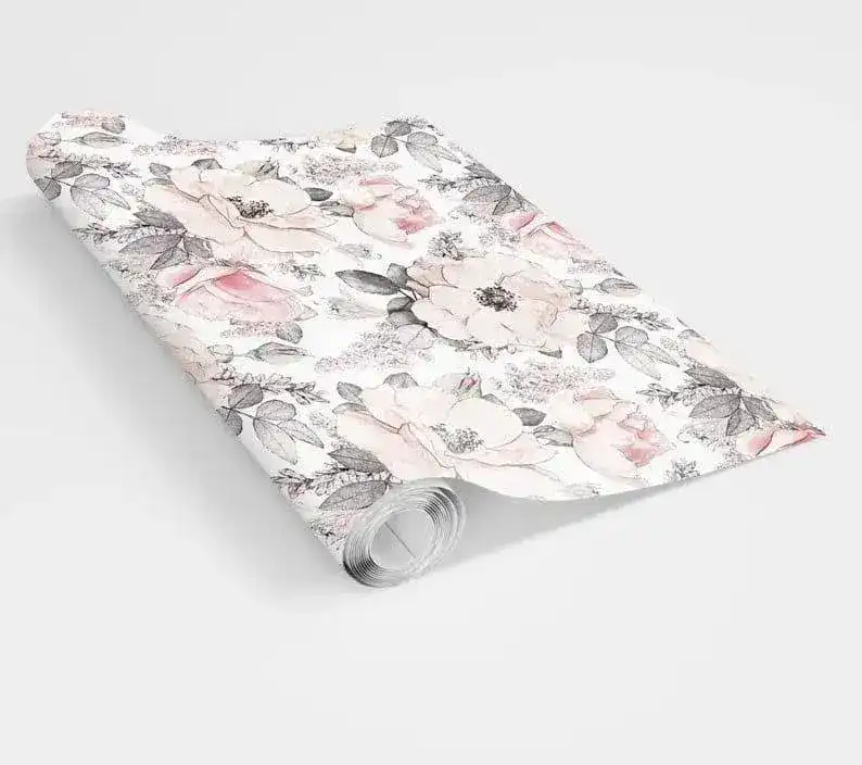 Pastel Vintage Blush Pink Floral Wallpaper - Image 6
