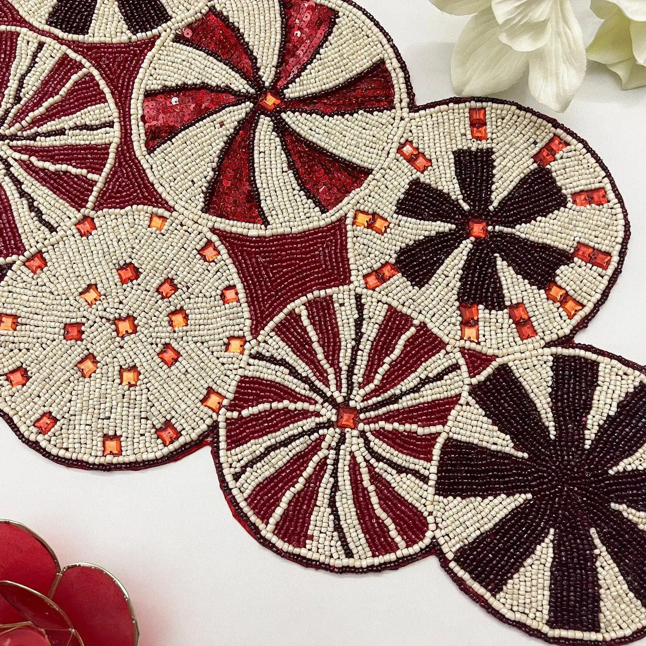 Peppermint Swirl Candy Cane Beaded Table Runner - Image 2