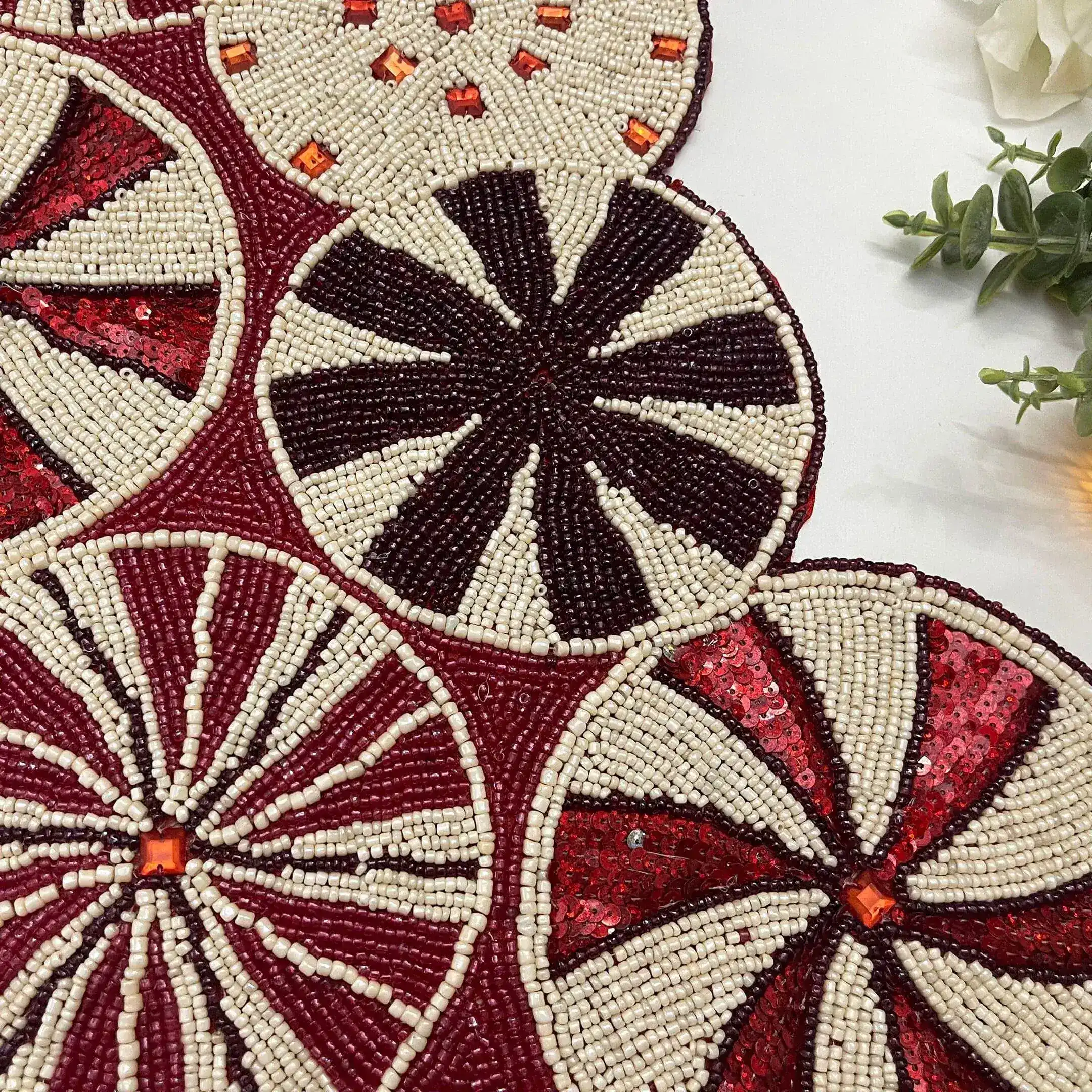 Peppermint Swirl Candy Cane Beaded Table Runner - Image 5