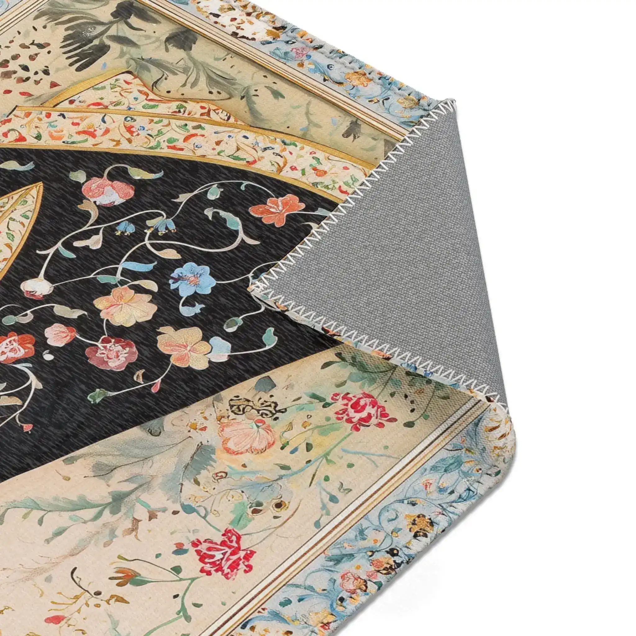 Persian Beauty Hand-Painted Floral Art Rug - Image 7