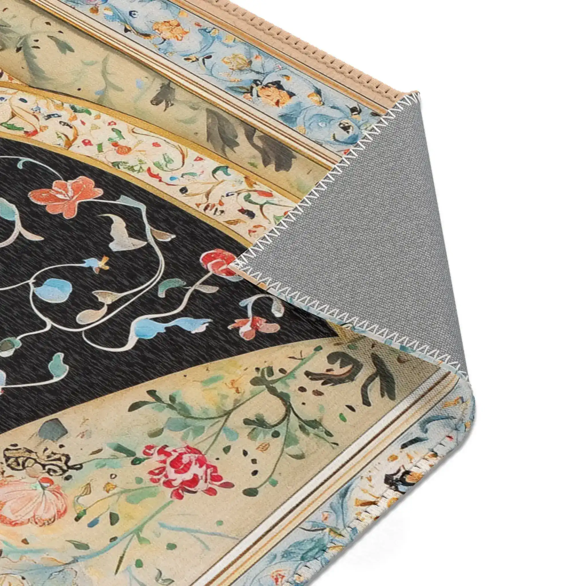 Persian Beauty Hand-Painted Floral Art Rug - Image 9