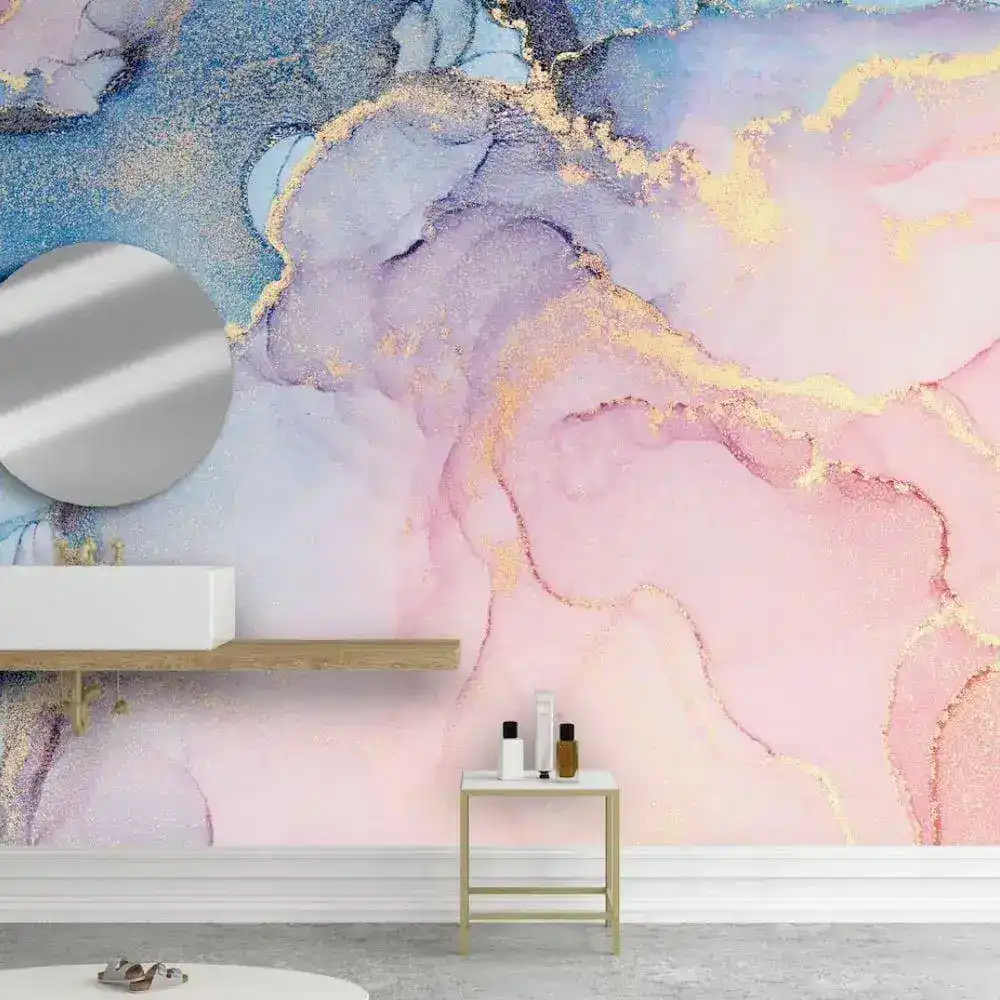 Pink Abstract Marble Alcohol Ink Wall Mural - Image 3