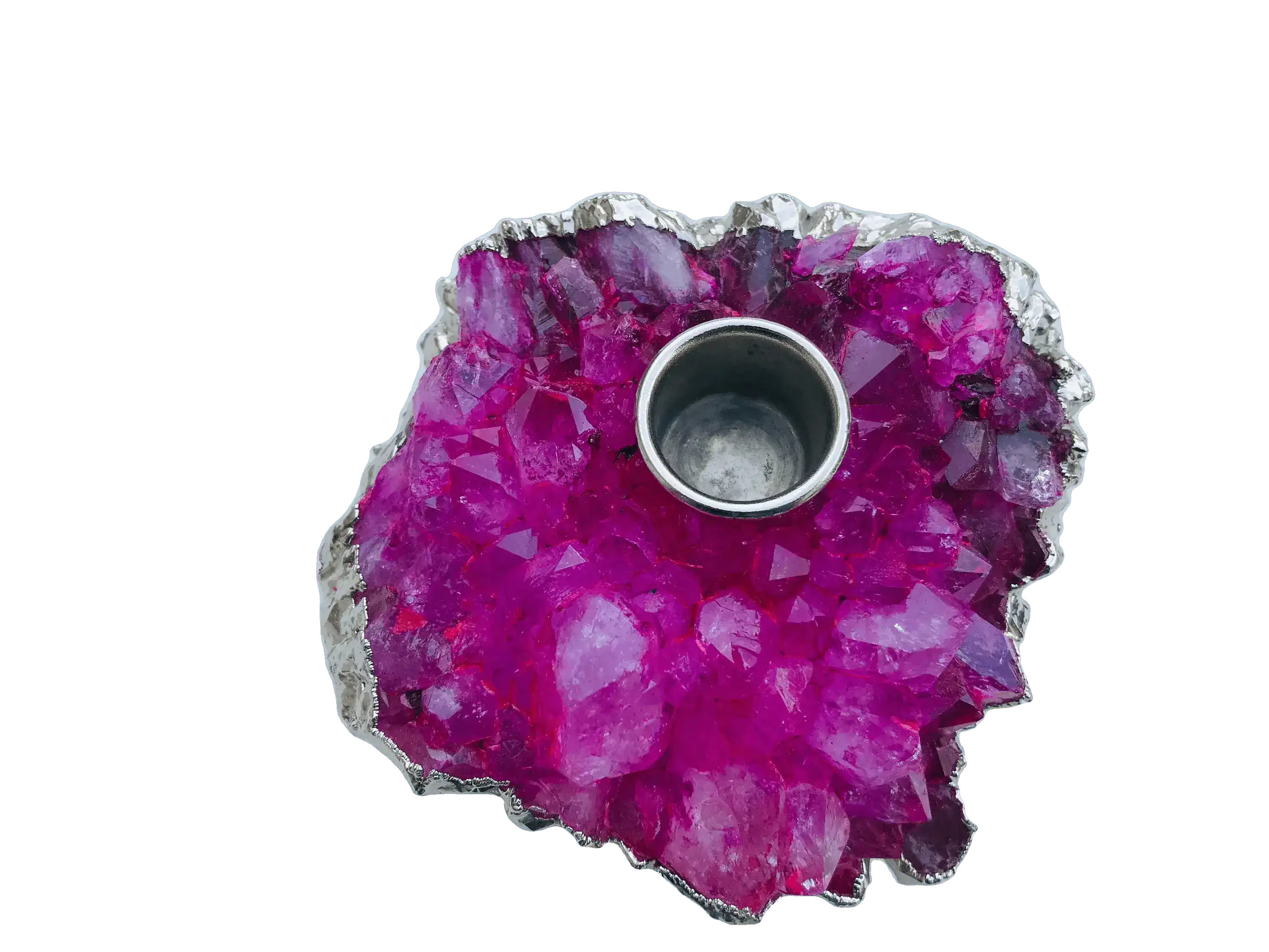 Pink Agate Gemstone Taper Candle Holder - Image 2