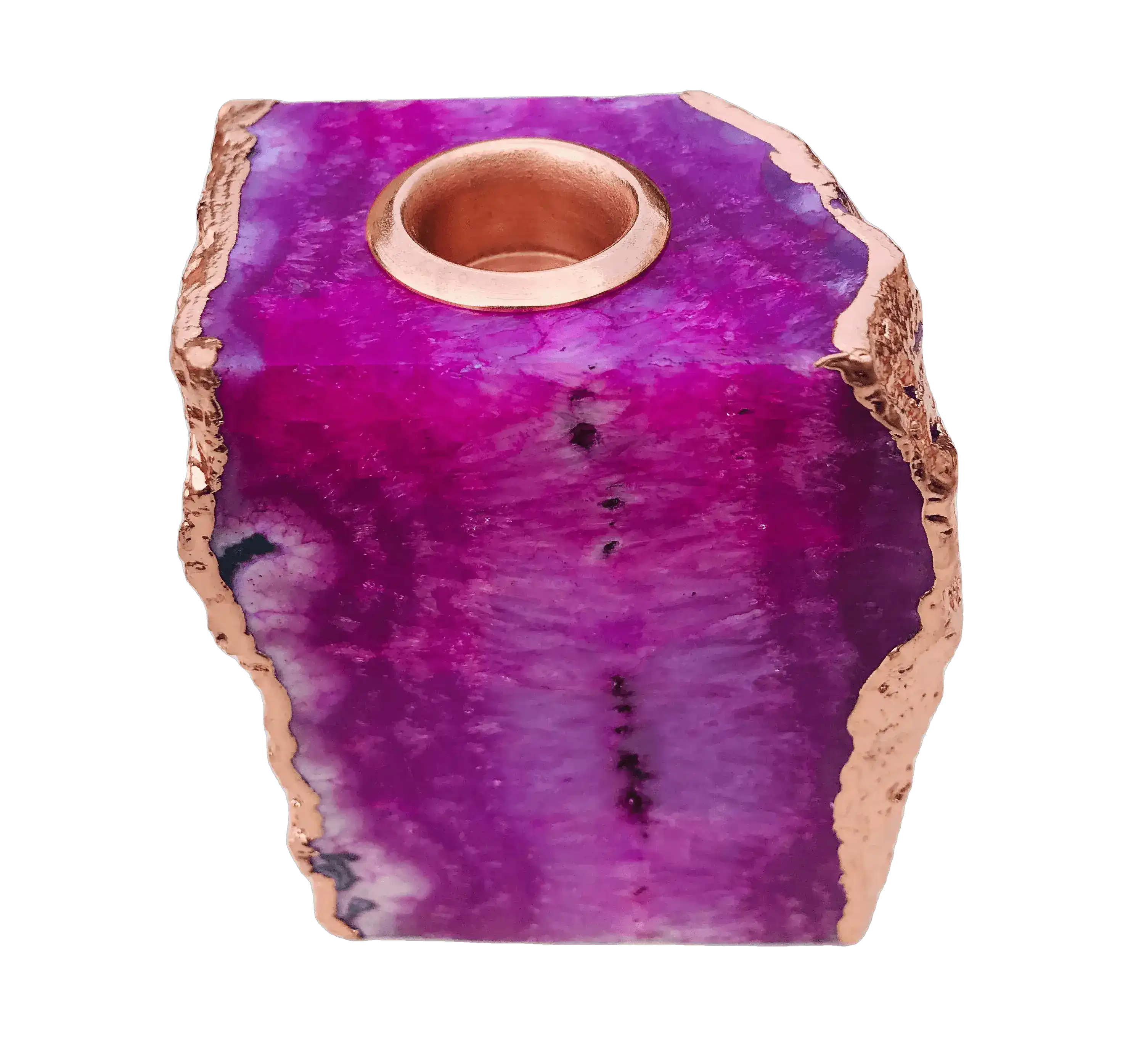 Pink Agate Gemstone Taper Candle Holder - Image 3