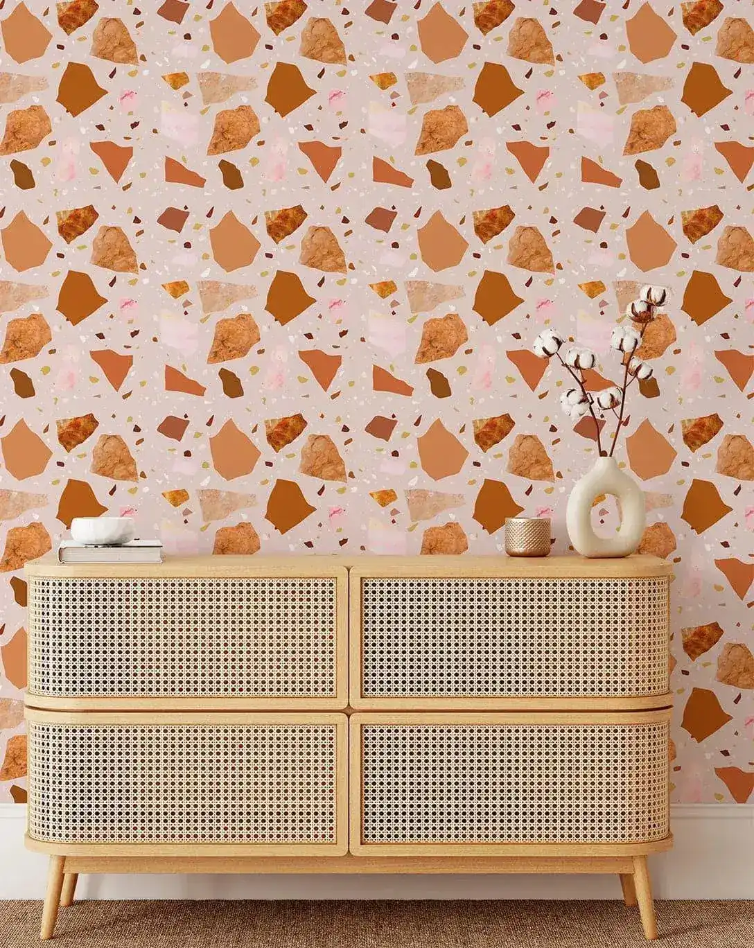 Pink and Orange Terrazzo Self Adhesive Wallpaper - Image 5