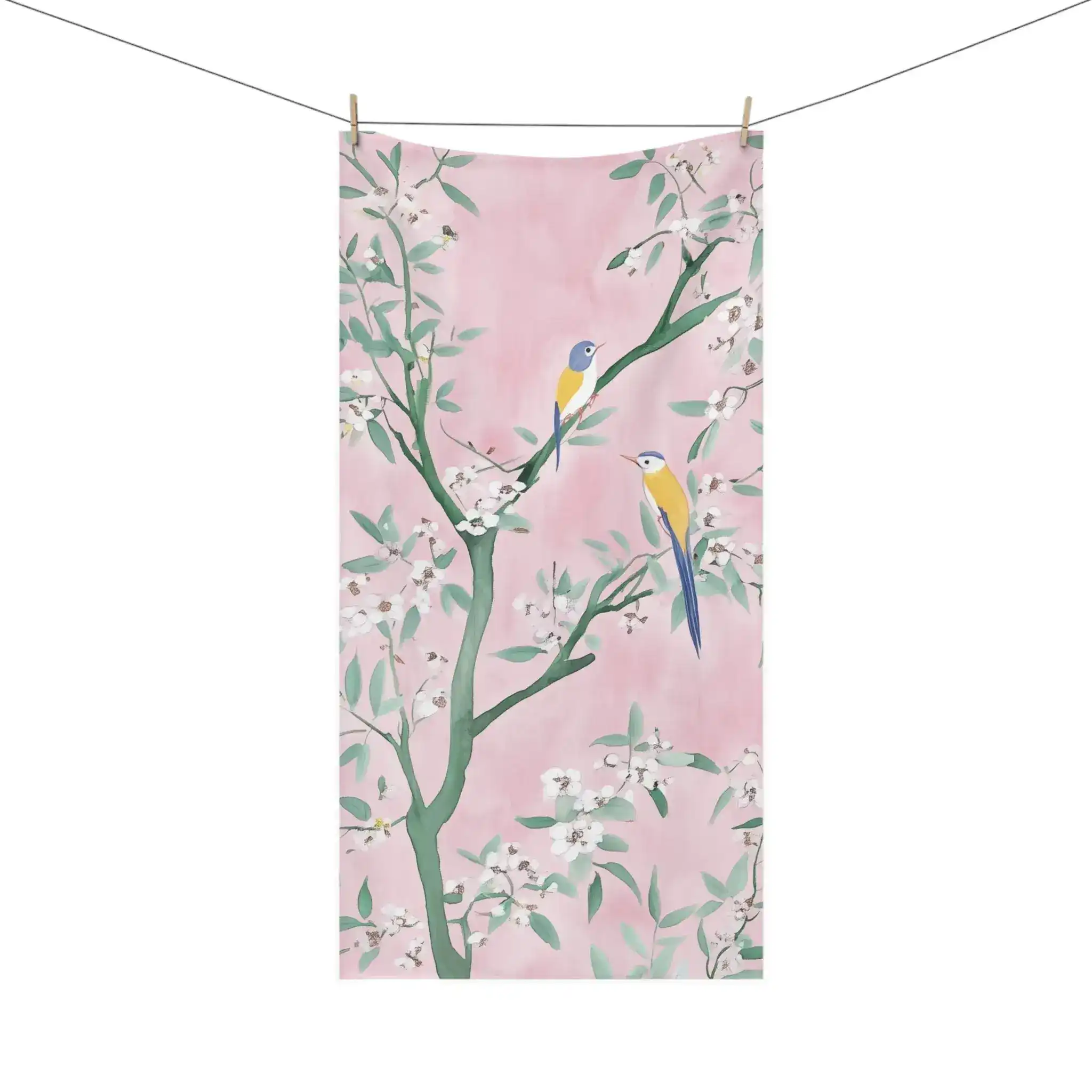 Pink Blossom Birds Bath Towel - Image 3