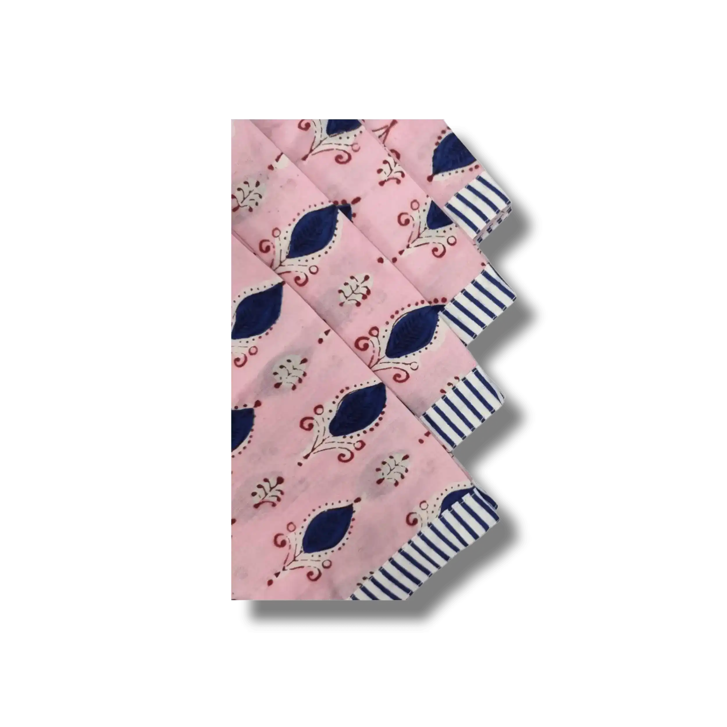 Pink Floral Indian Block Printed Striped Napkins - Image 7