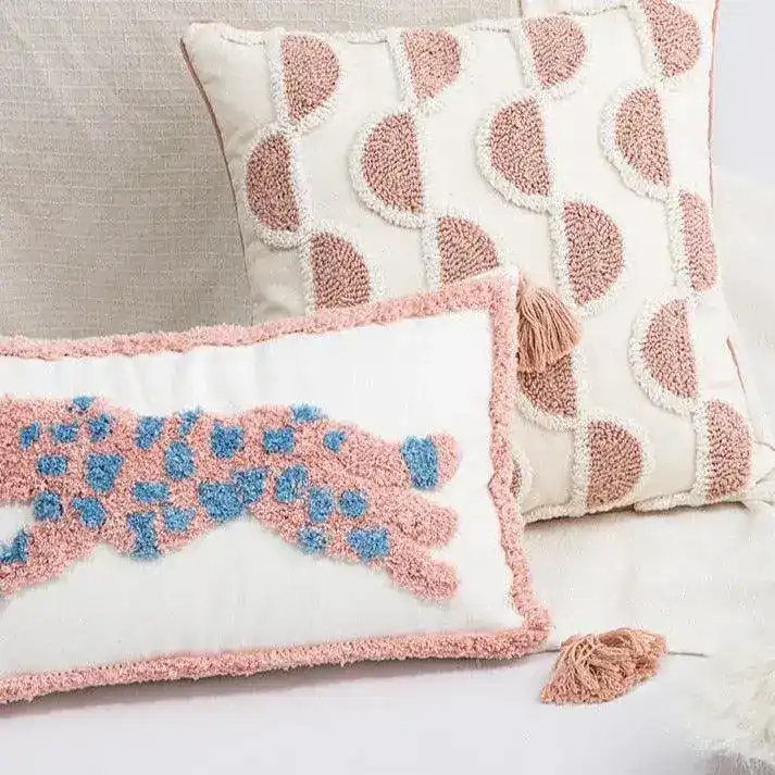 Pink Leopard Embroidery Decorative Pillow Cover - Image 3