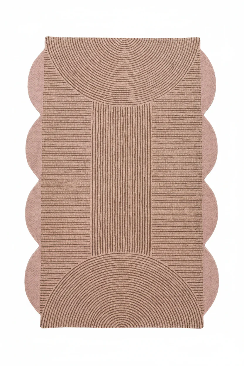 Pink Scallop Arch Geometric Hand Tufted Wool Rug - Image 8