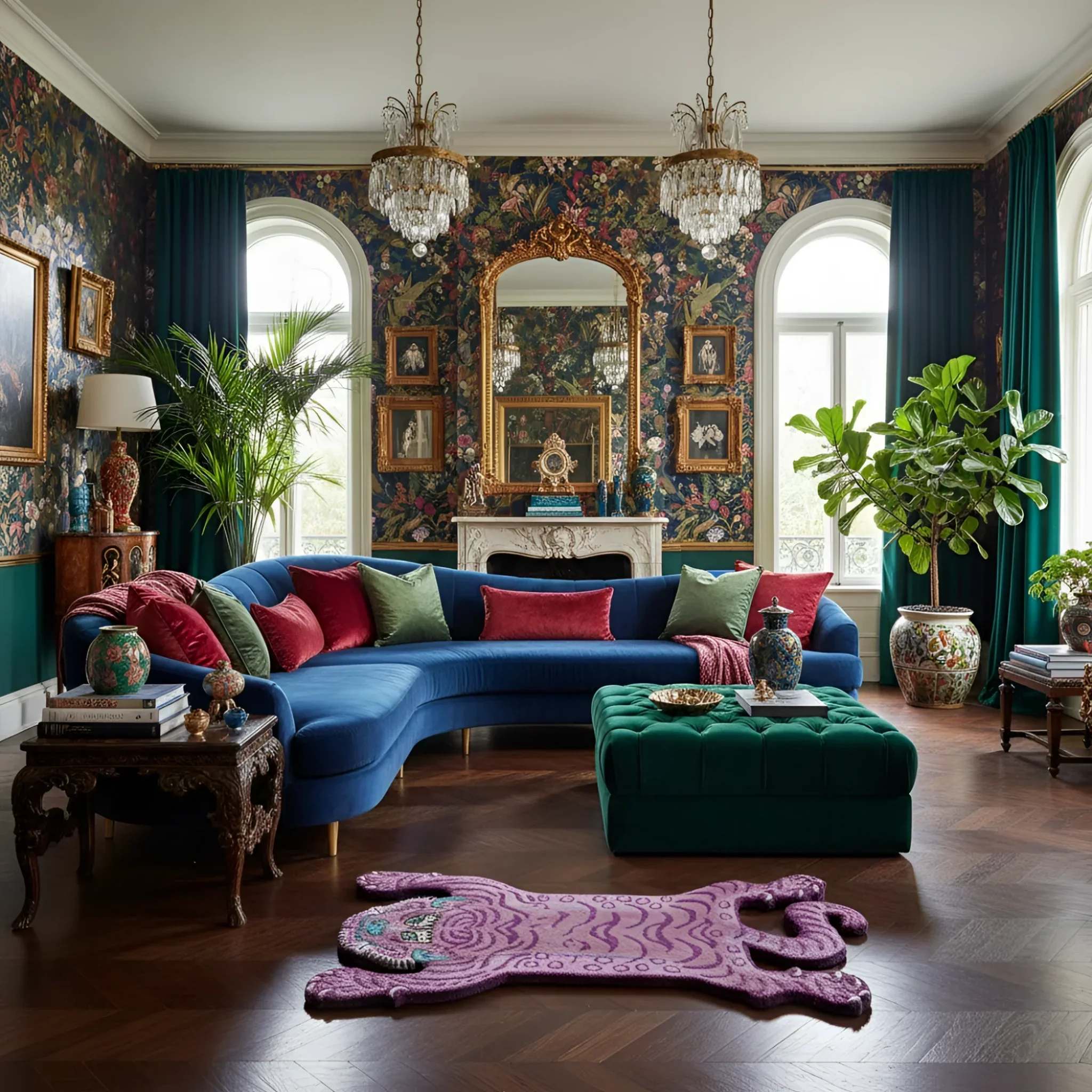 Pink Tibetan Tiger Accent Wool Rug - Image 3
