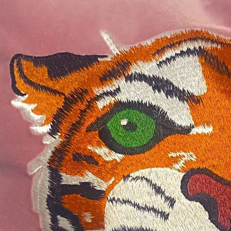 Pink Tiger Head Embroidery Pillow Cover - Image 4