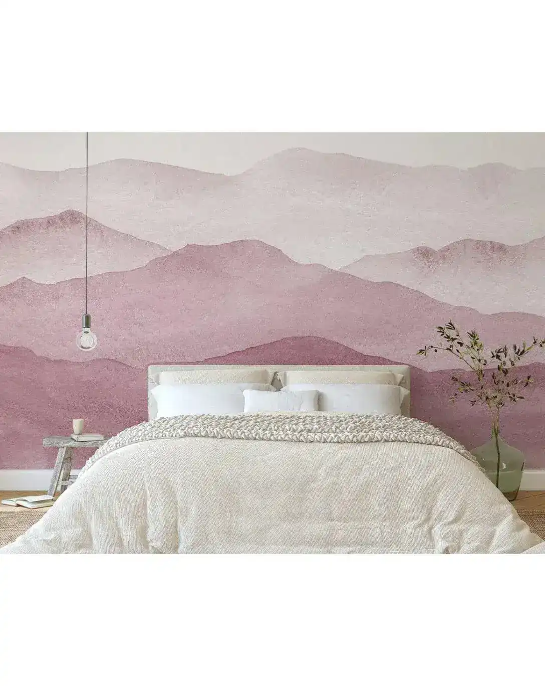Pink Watercolor Abstract Mountains Mural - Image 3