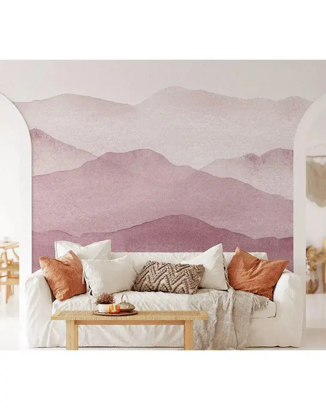 Pink Watercolor Abstract Mountains Mural - Image 4