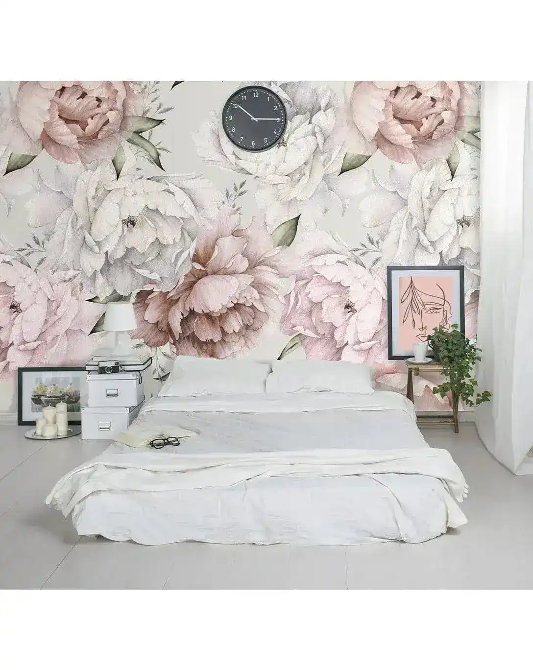 Pink Watercolor Large Peonies Wall Mural - Image 6