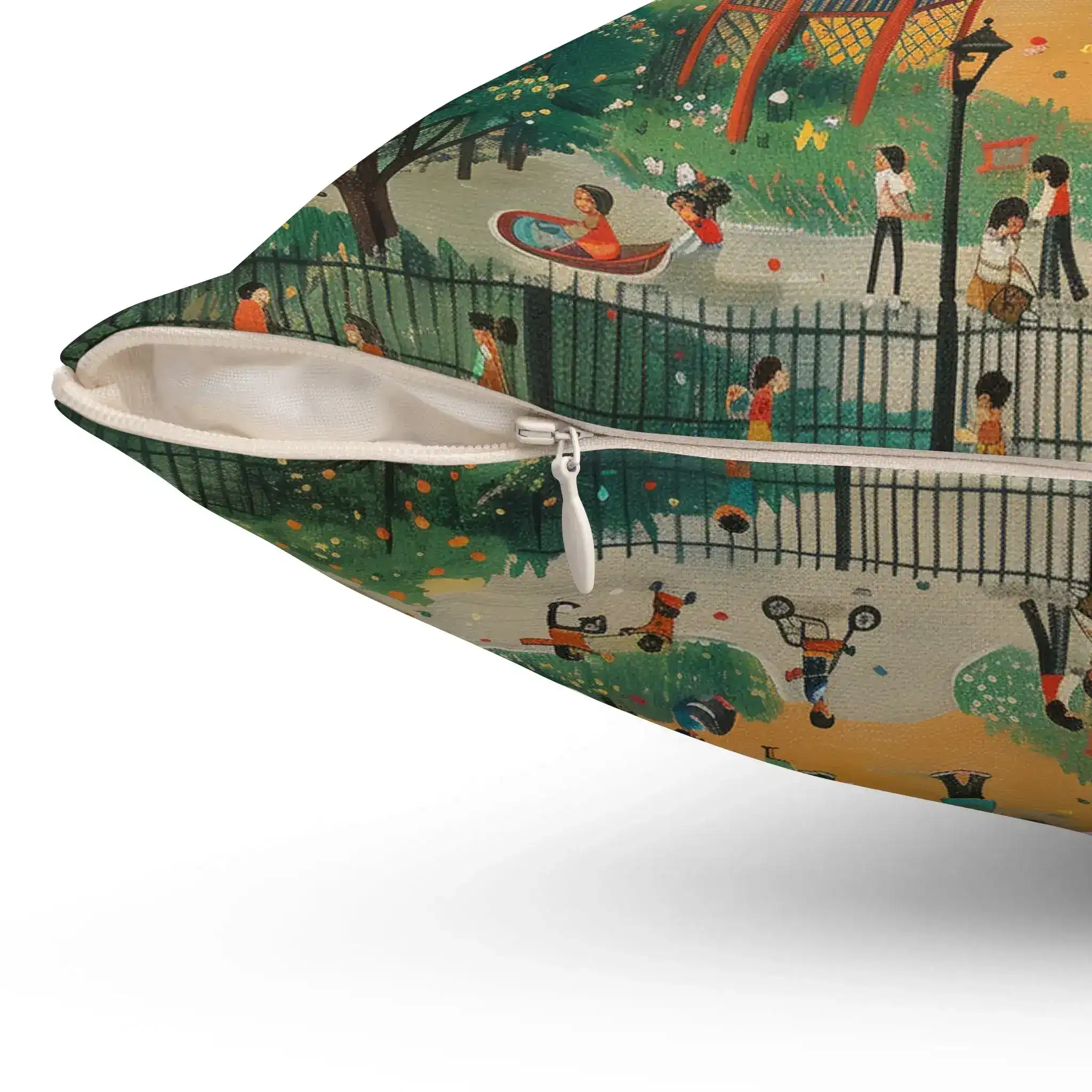 Playful Park Scene Throw Pillow - Image 6