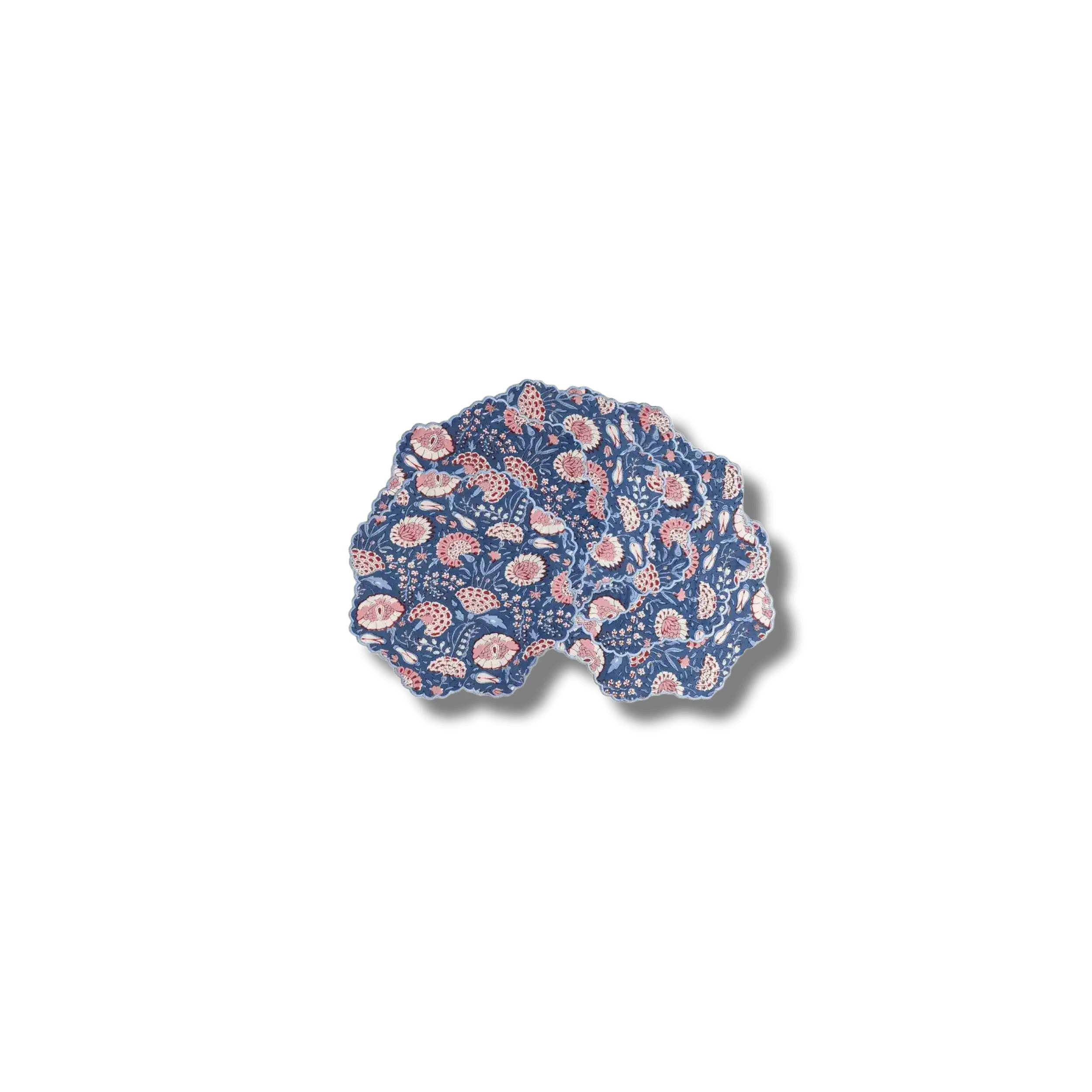 Pond of Flowers Block Printed Cotton Placemats and Napkins - Image 5
