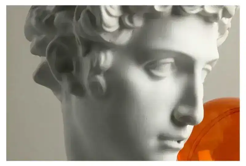 Pop Art Greek God Bust with Orange Balloon - Image 10